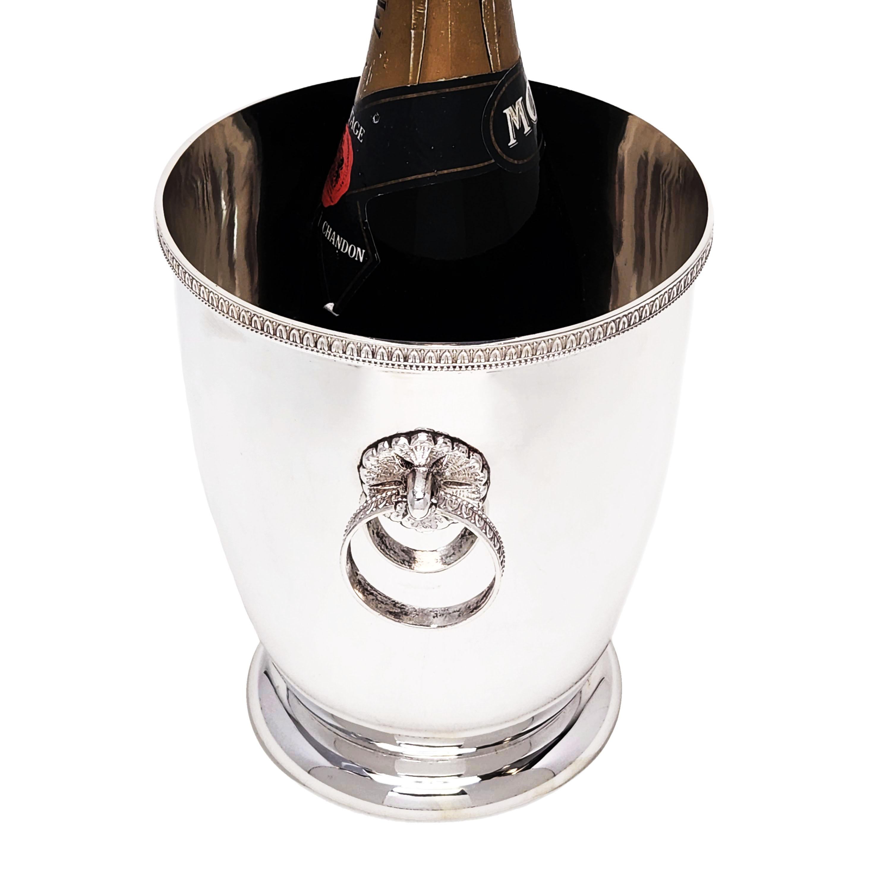 Vintage Italian Solid Silver Wine Cooler Champagne Ice Bucket c. 1960 Italy In Good Condition For Sale In London, GB