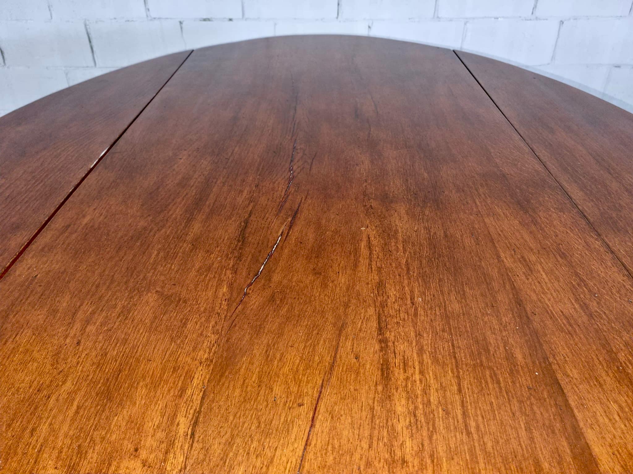 Bois Vintage Italian Solid Wood Drop Leaf Trestle Dining Table en vente