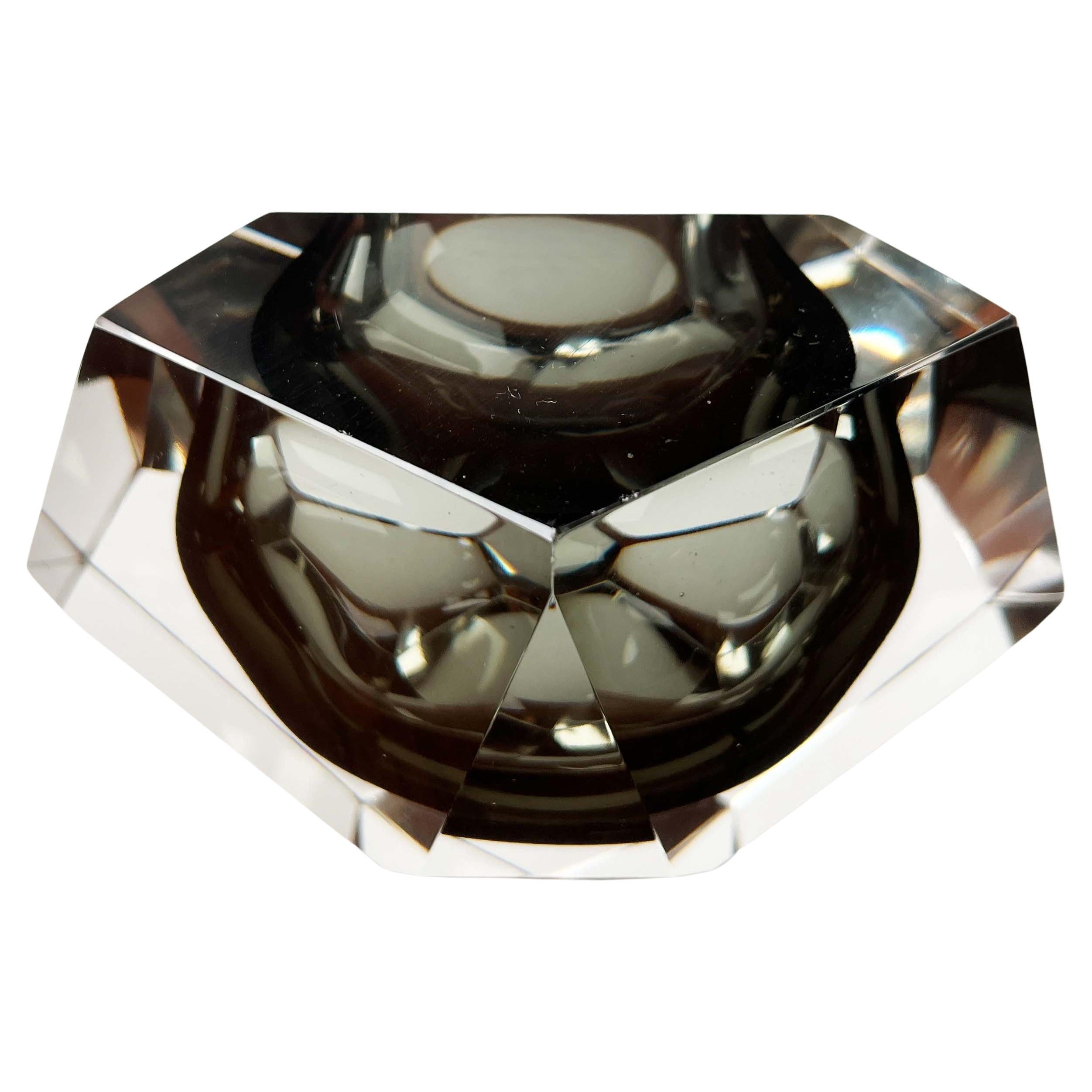 Vintage Italian Sommerso Murano Glass Bowl, Regency Style, 1970s