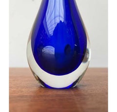 Vintage Italian Sommerso Murano Glass Vase in Blue, 1970s