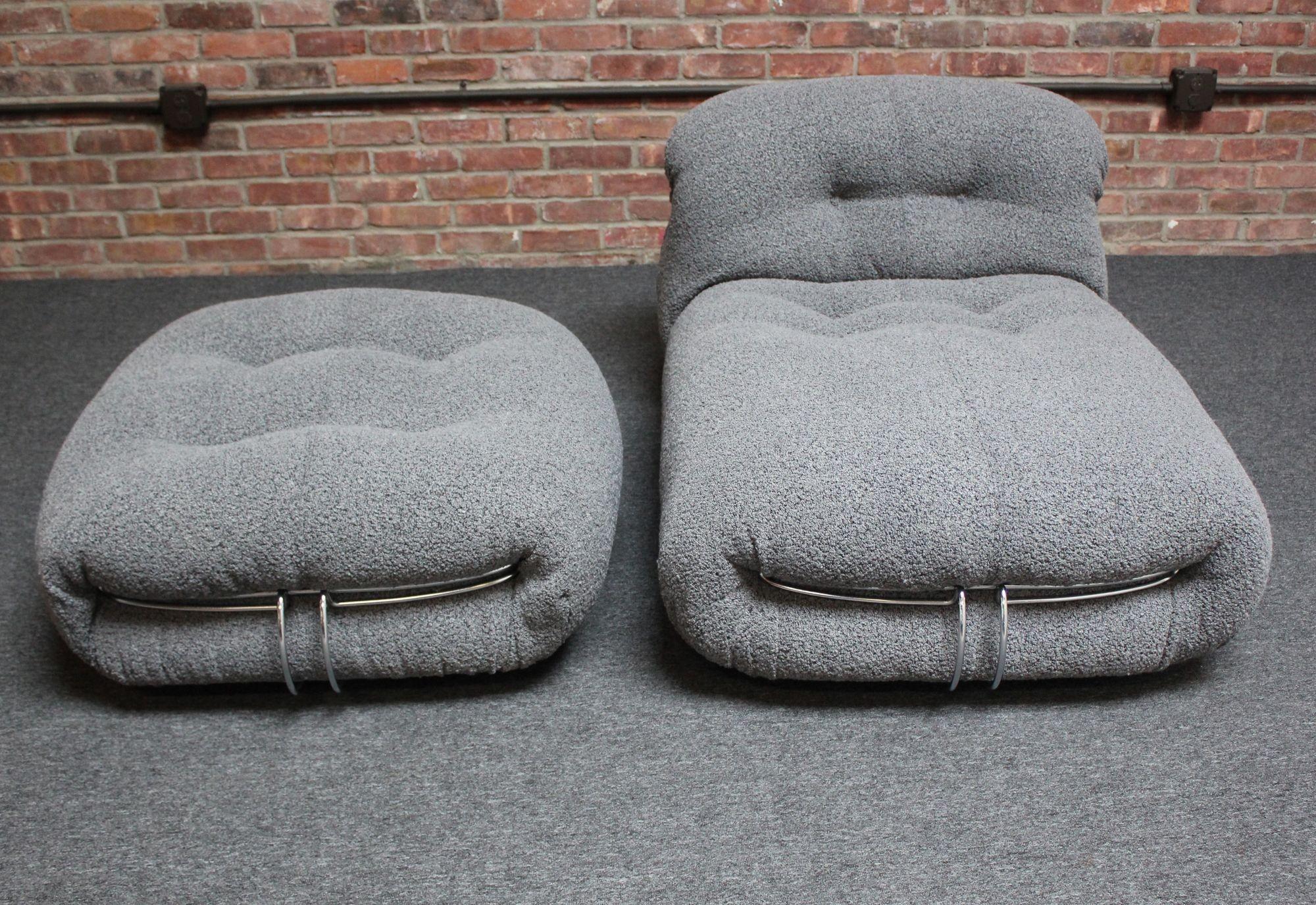 Chaise longue y otomana italiana vintage 