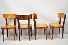 Vintage Italian Sorrento Inlaid Wood Game Table Dining Chairs, Set of 4