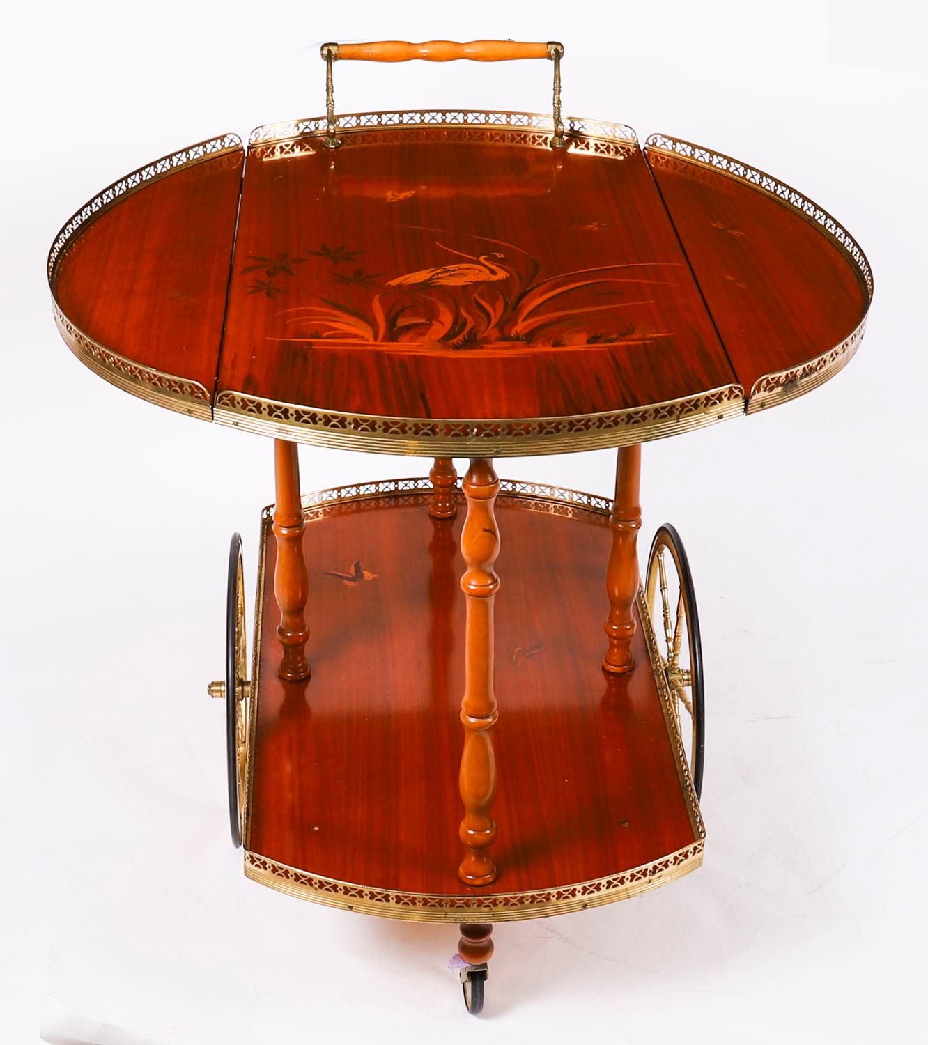 Carrello portabevande d'epoca in intarsio sorrentino della metà del XX secolo in vendita 4