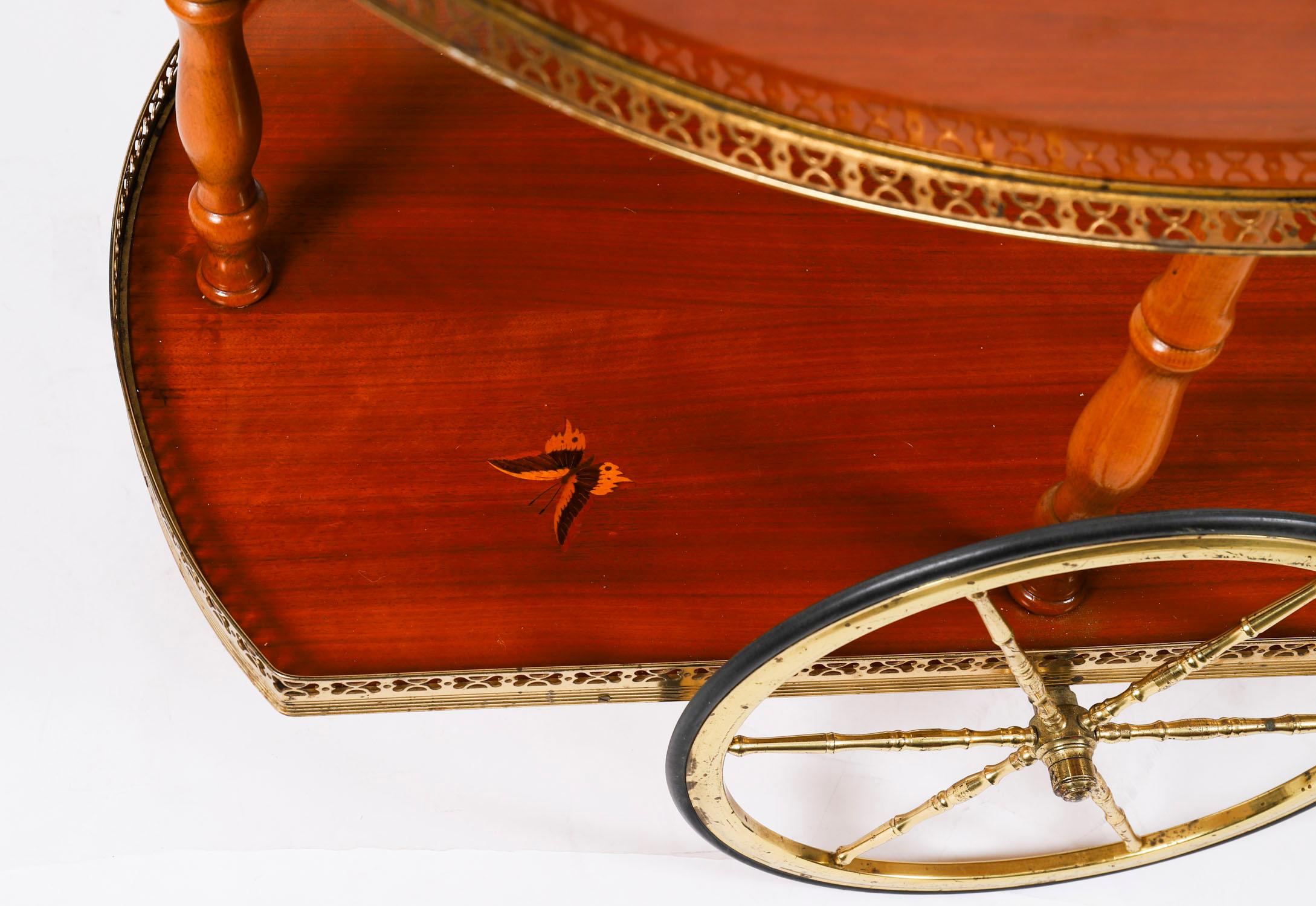 Carrello portabevande d'epoca in intarsio sorrentino della metà del XX secolo in vendita 9