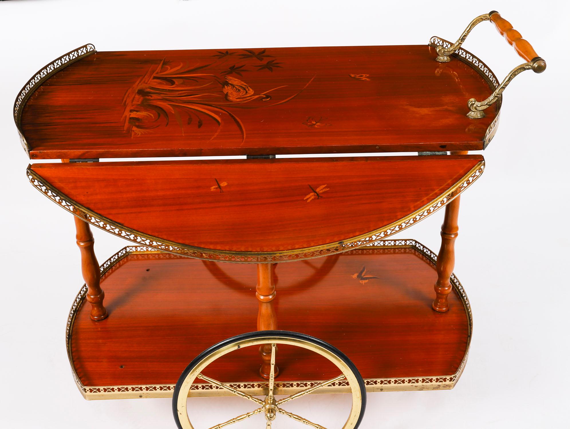 Carrello portabevande d'epoca in intarsio sorrentino della metà del XX secolo in vendita 12