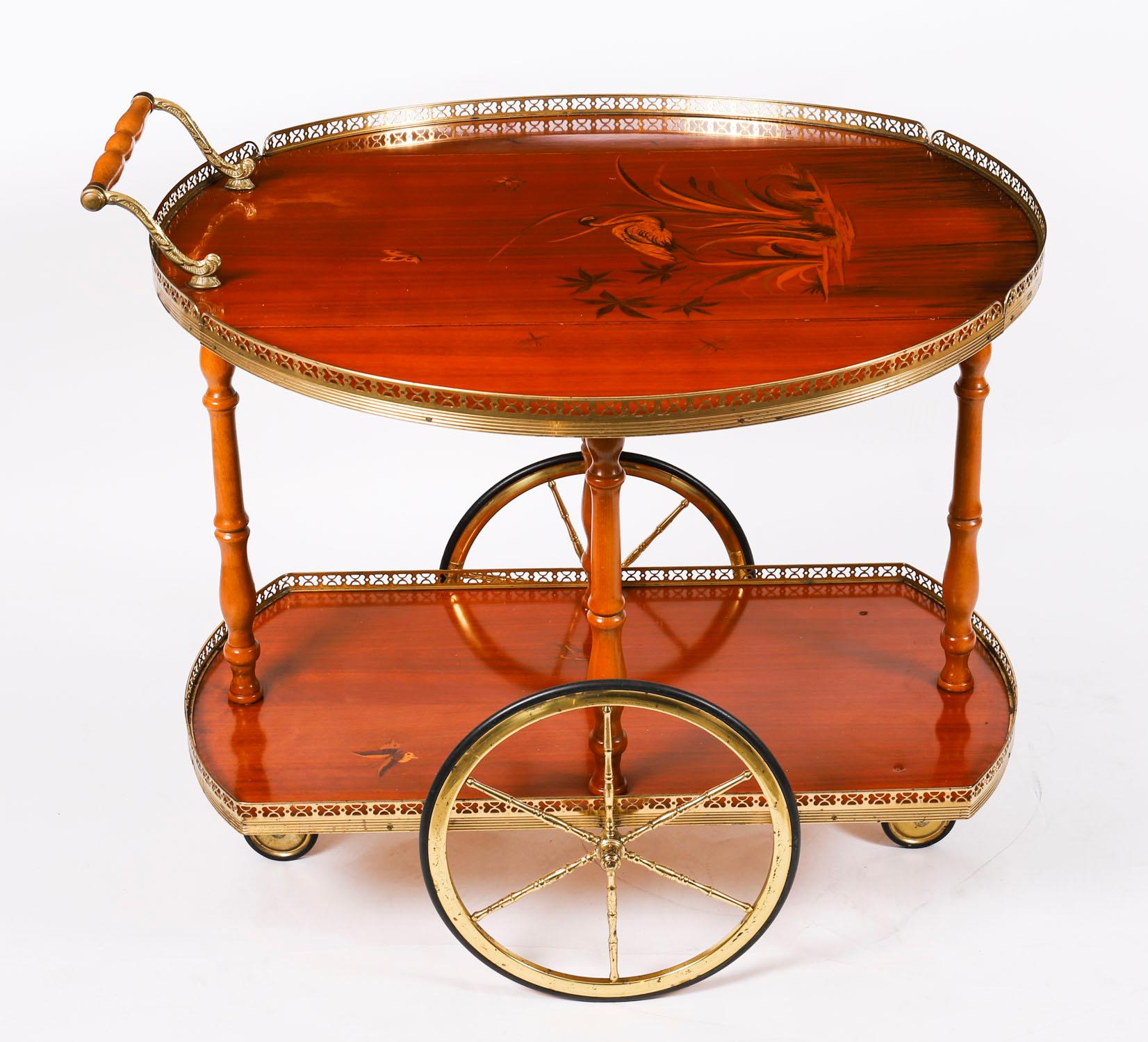 Carrello portabevande d'epoca in intarsio sorrentino della metà del XX secolo in vendita 3
