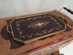 Vintage Italian Sorrento Marquetry Inlaid Wood Tea or Bar Cart