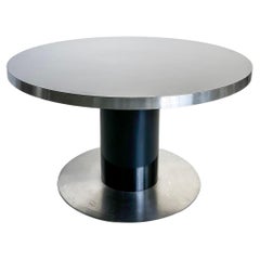 Table de salle à manger italienne vintage en bois laqué et acier par Willy Rizzo pour Cidue