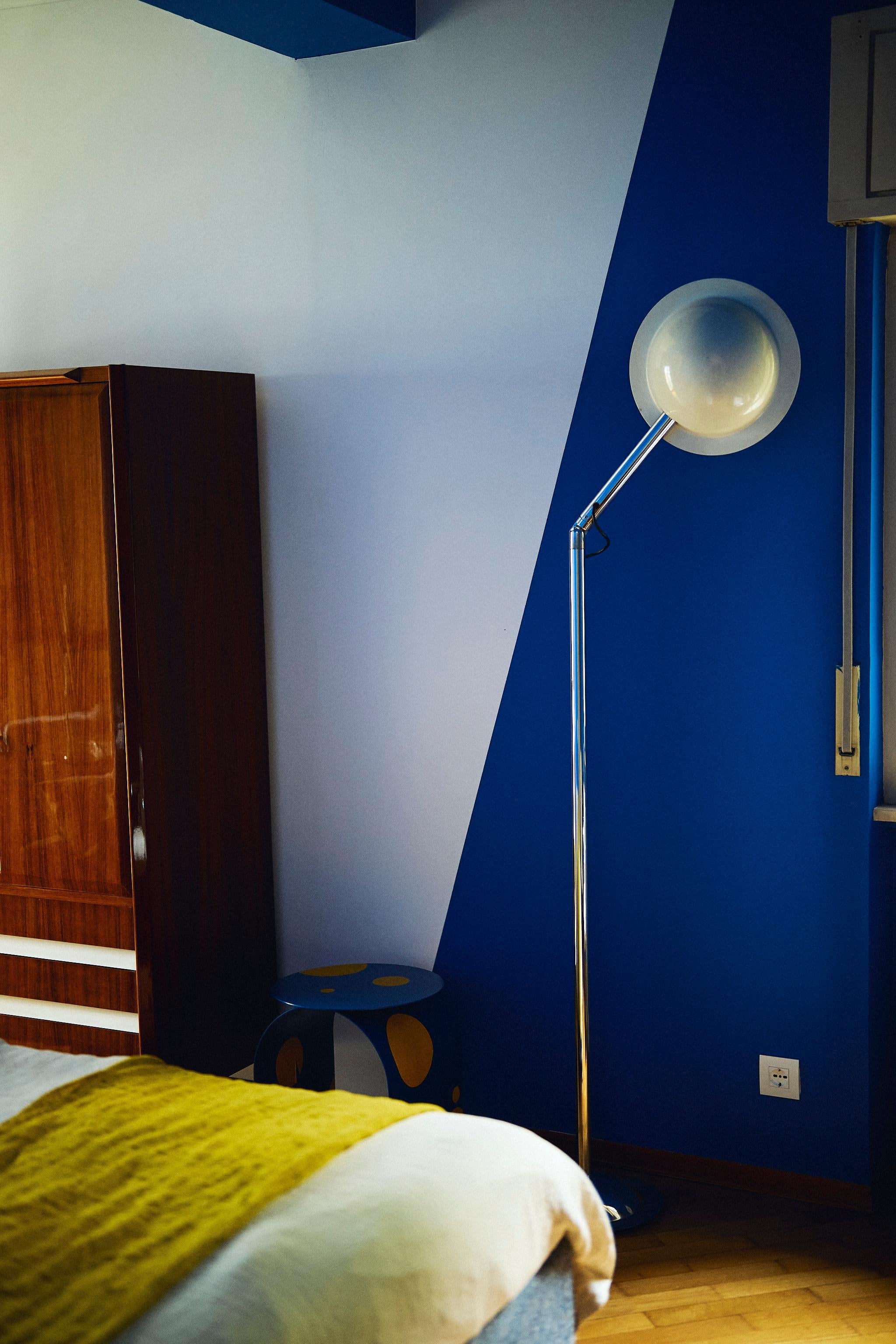 Vintage Italian Space Age Floor Lamp in Chromed Metal with 