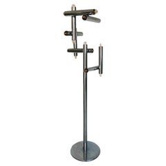 Vintage Italian Space Age floor lamp Reggiani, geometric tubes, minimal chromed