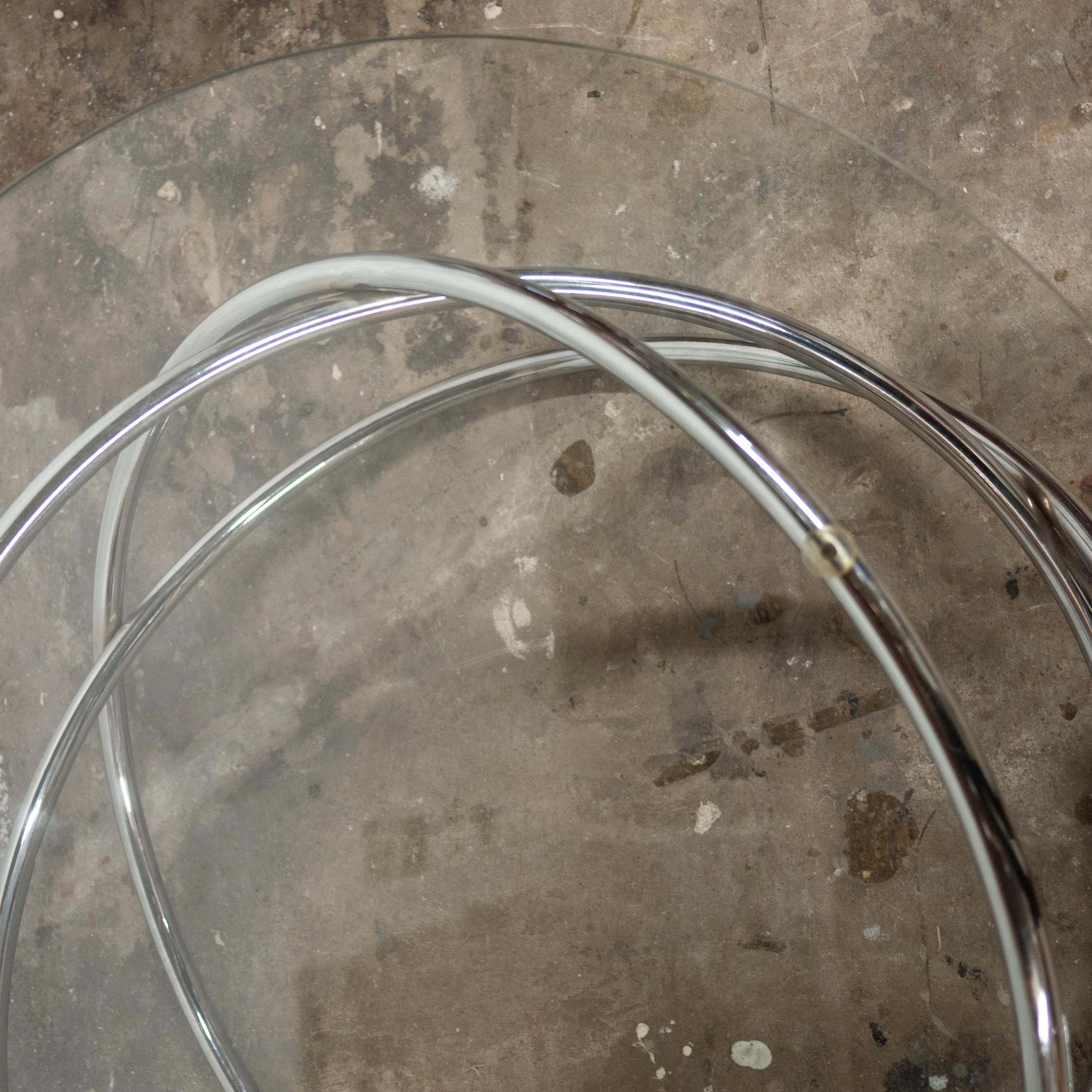 Vintage Italian Space Age Glass and Chrome Spiral Base Coffee Table, 1970s For Sale 3
