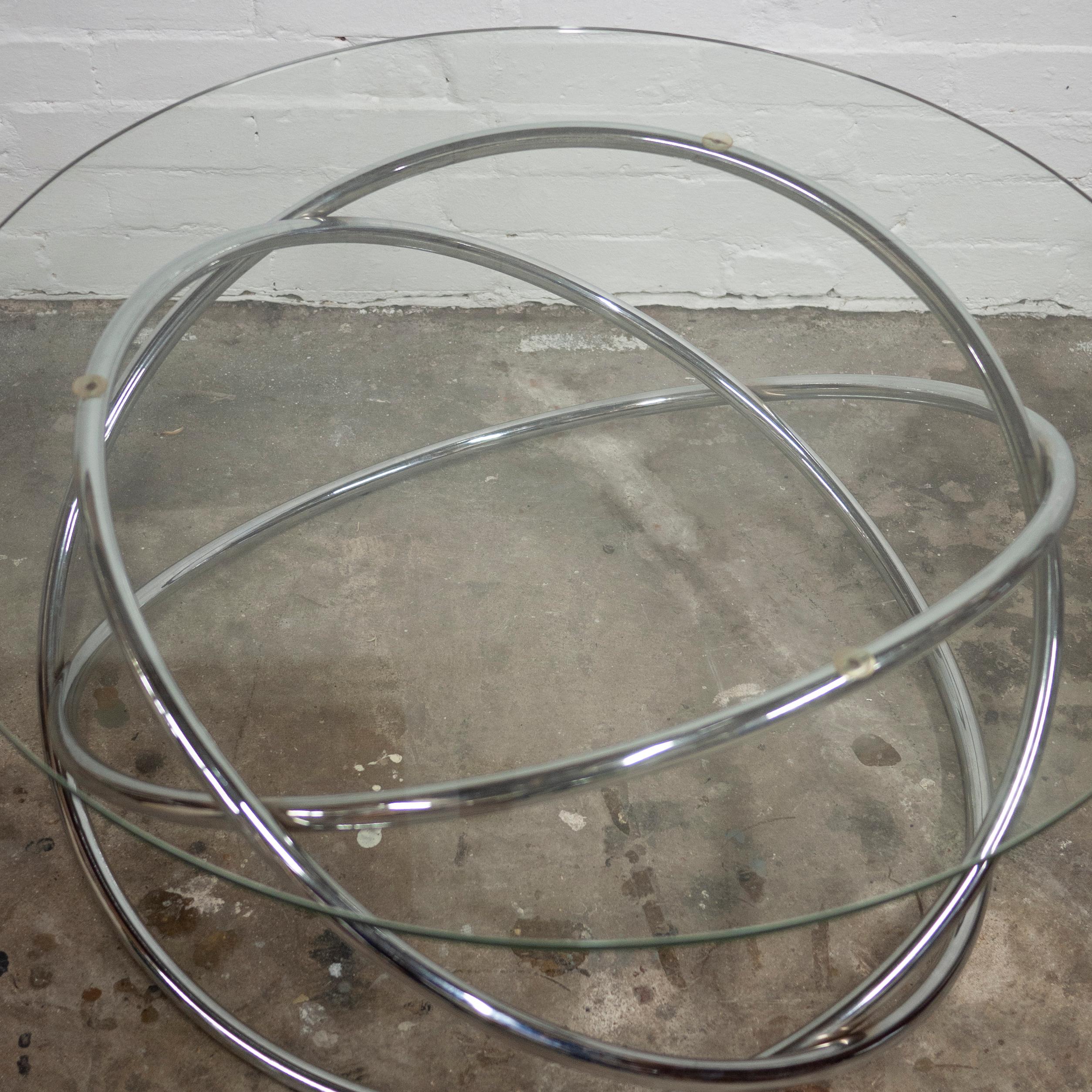 Vintage Italian Space Age Glass and Chrome Spiral Base Coffee Table, 1970s For Sale 4