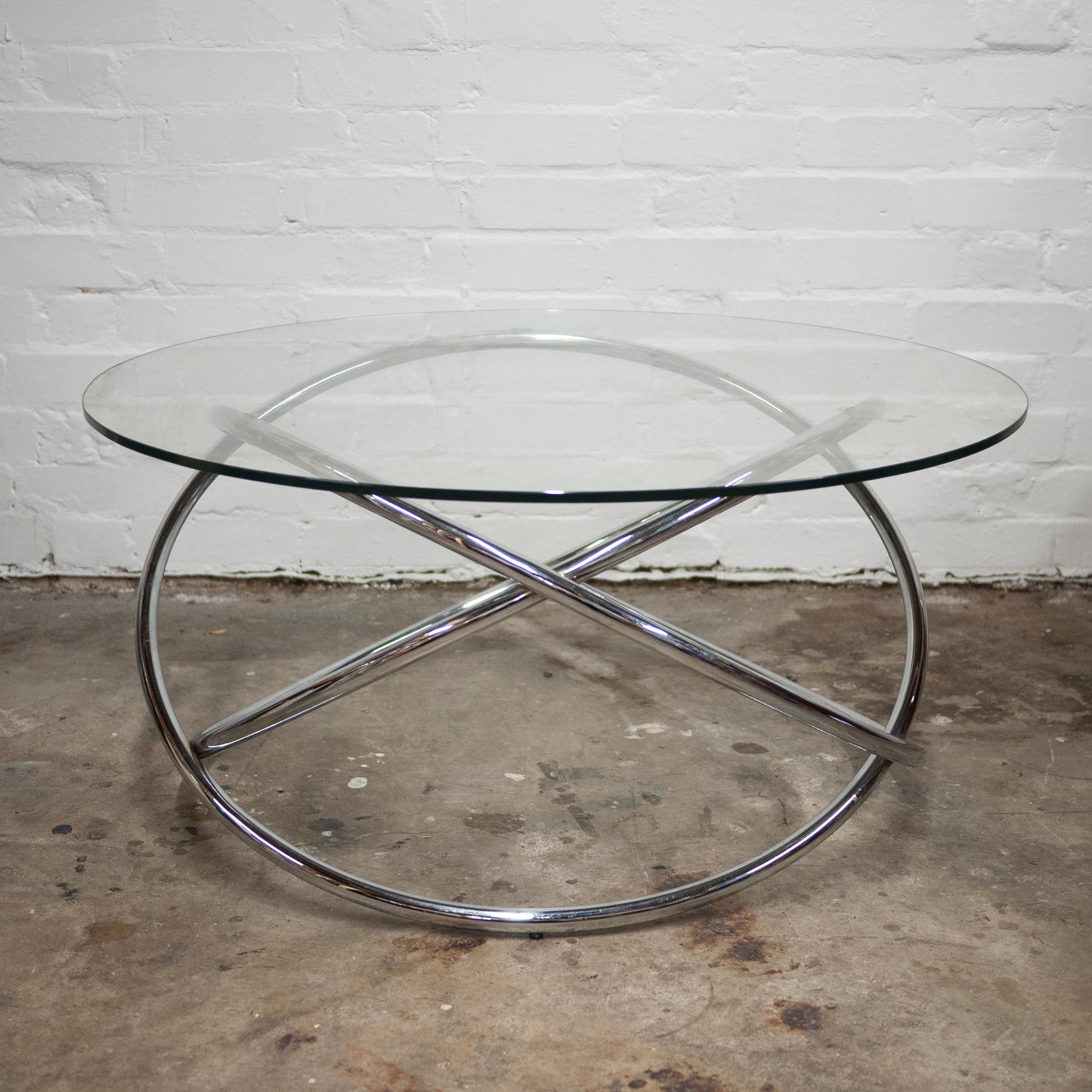 Vintage Italian Space Age Glass and Chrome Spiral Base Coffee Table, 1970s For Sale 1