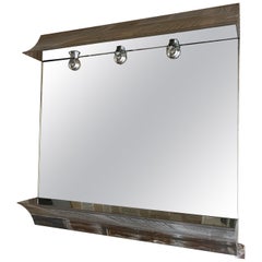 Vintage Italian space age mirror in chrome 1970s