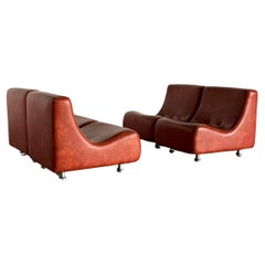Vintage Italian Space Age Modular Sofa, Faux Leather, in Style of COR, 70s Italy