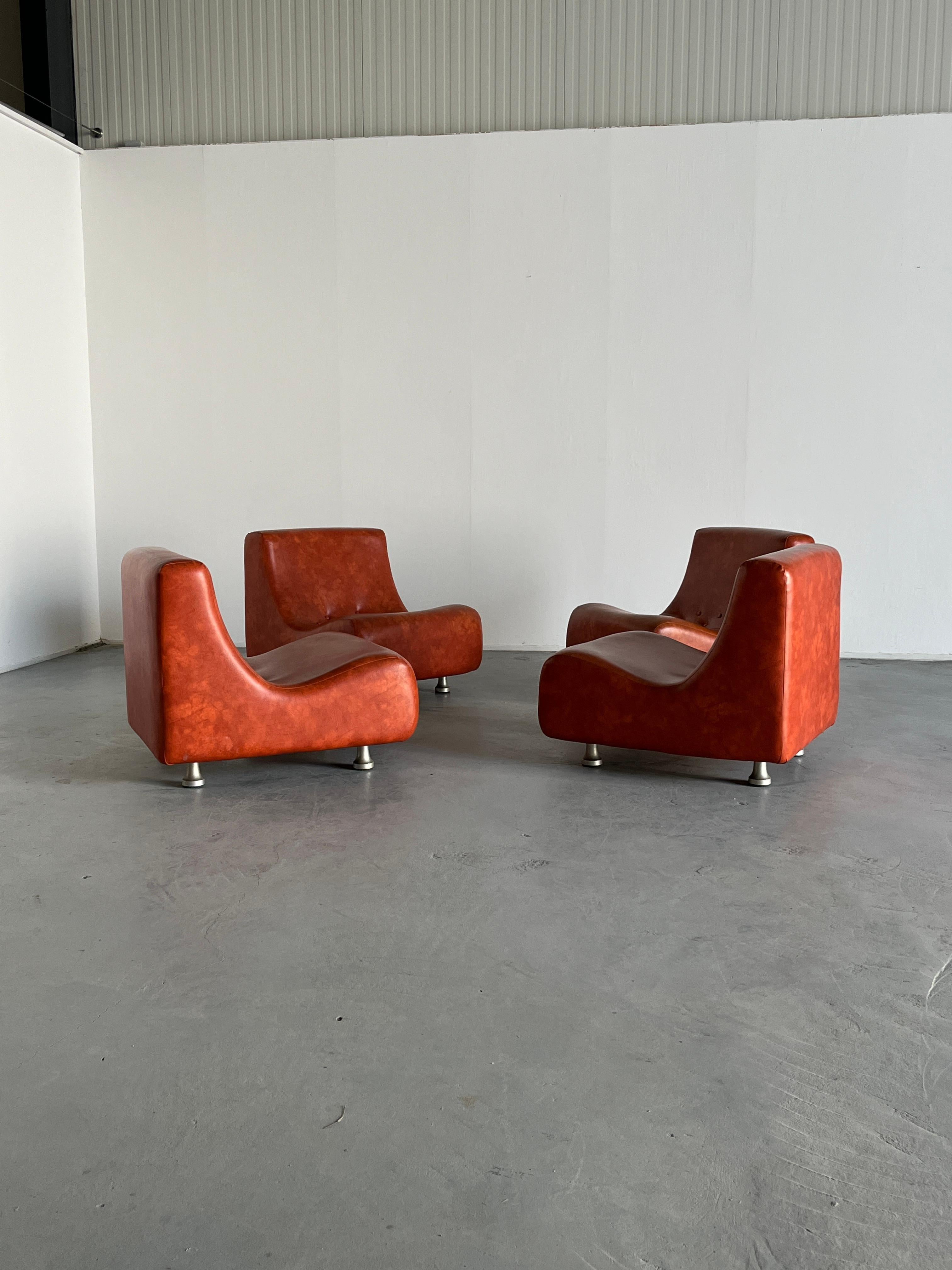 Fin du 20e siècle Sofa modulaire italien de l'ère spatiale, faux cuir, dans le style COR, années 70, Italie
