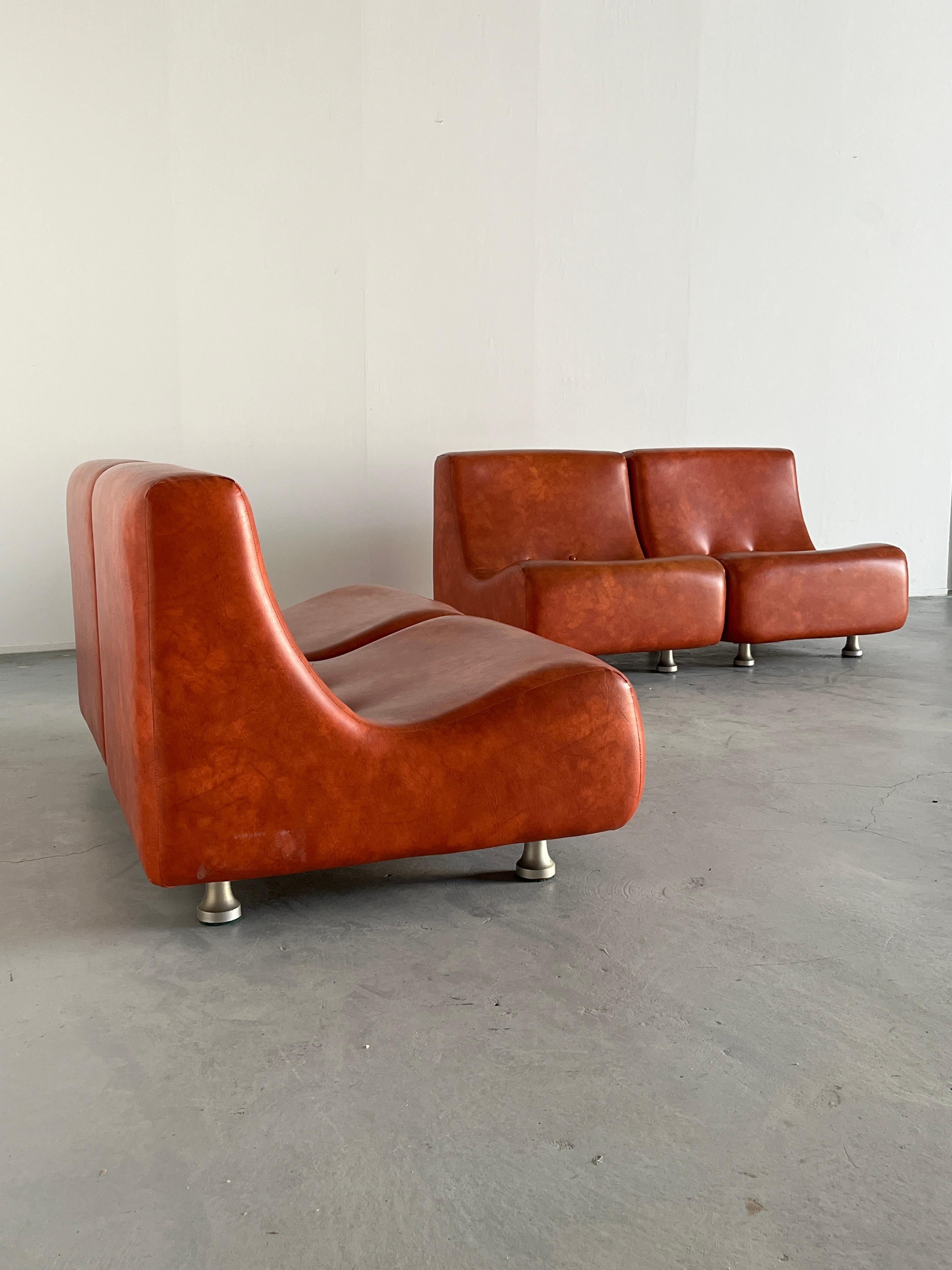 Sofa modulaire italien de l'ère spatiale, faux cuir, dans le style COR, années 70, Italie 2