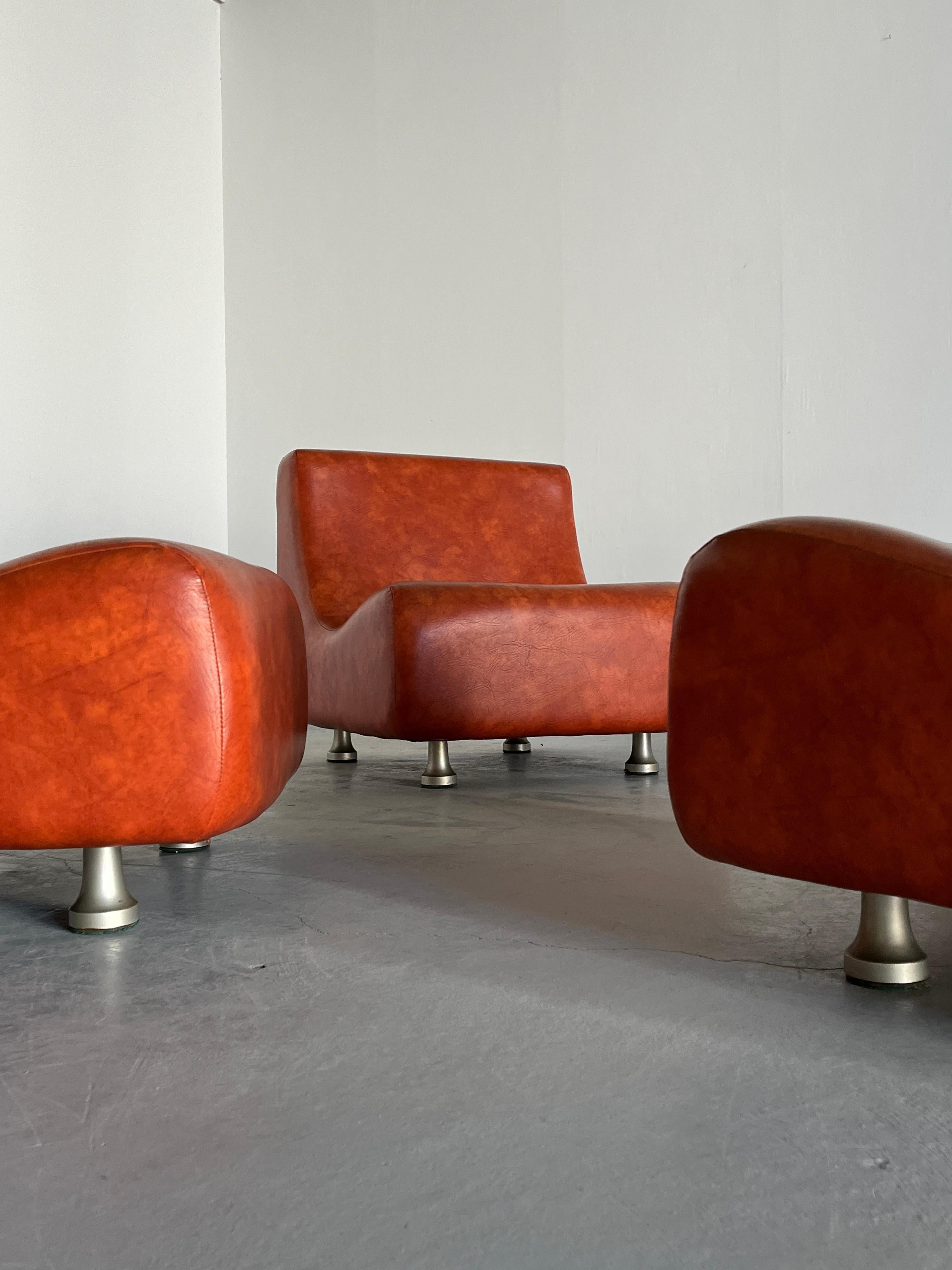 Sofa modulaire italien de l'ère spatiale, faux cuir, dans le style COR, années 70, Italie 3