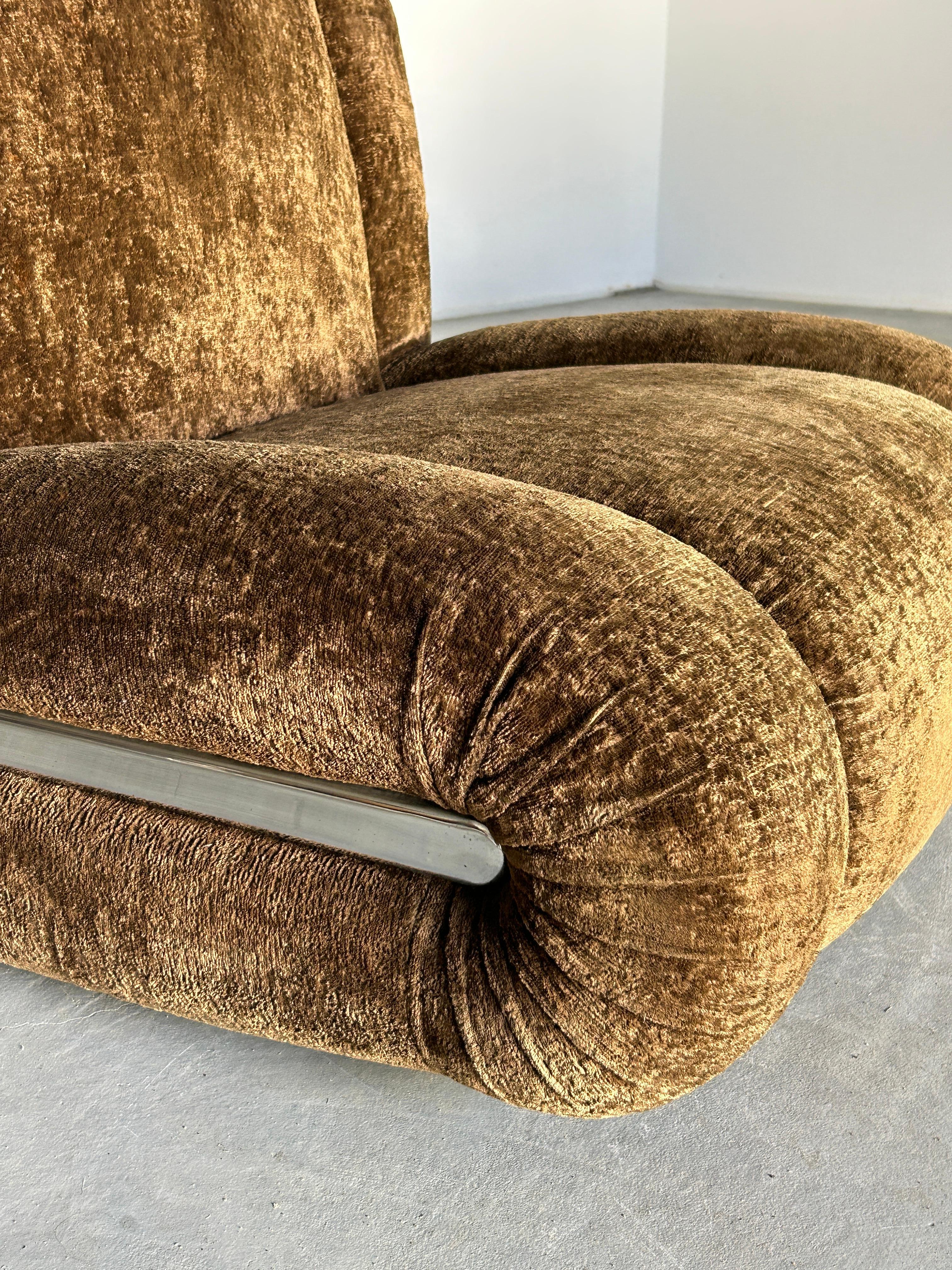 Vintage Italian Space Age Sculptural Cloud Modular Sofa Set in Brown Velvet For Sale 5