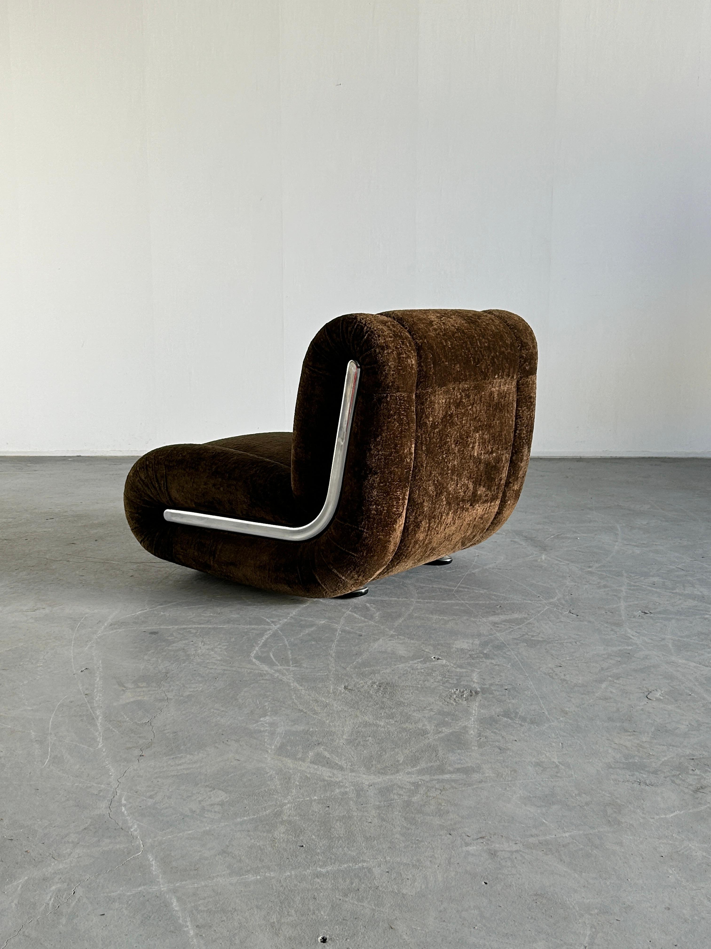 Canapé modulable vintage italien Space A Age Sculptural Cloud en velours Brown en vente 12