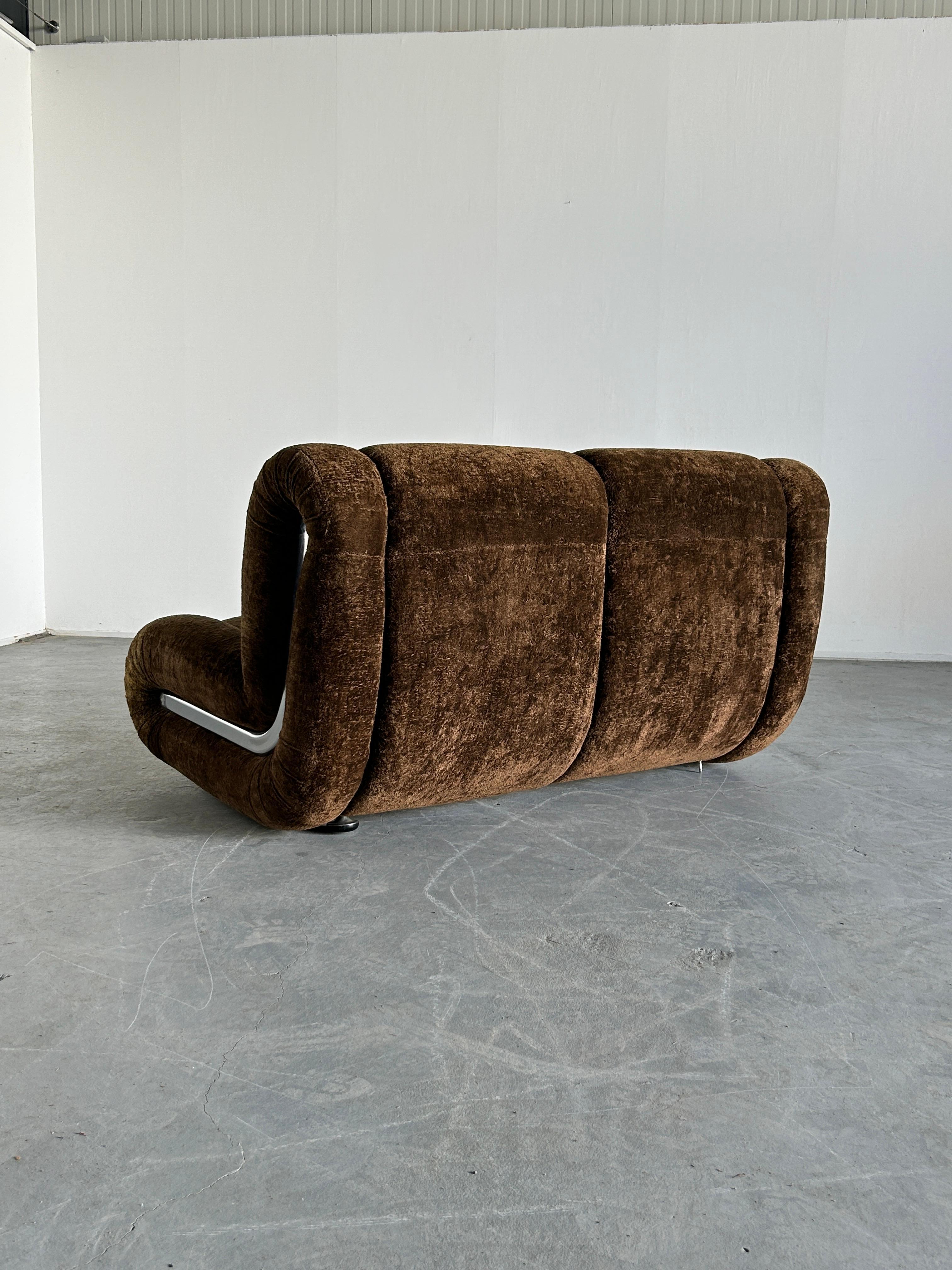 Vintage Italian Space Age Sculptural Cloud Modular Sofa Set in Brown Velvet For Sale 14