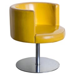 Vintage Italian Space Age Yellow Leather Accent Swivel Chair by Antonia Astori
