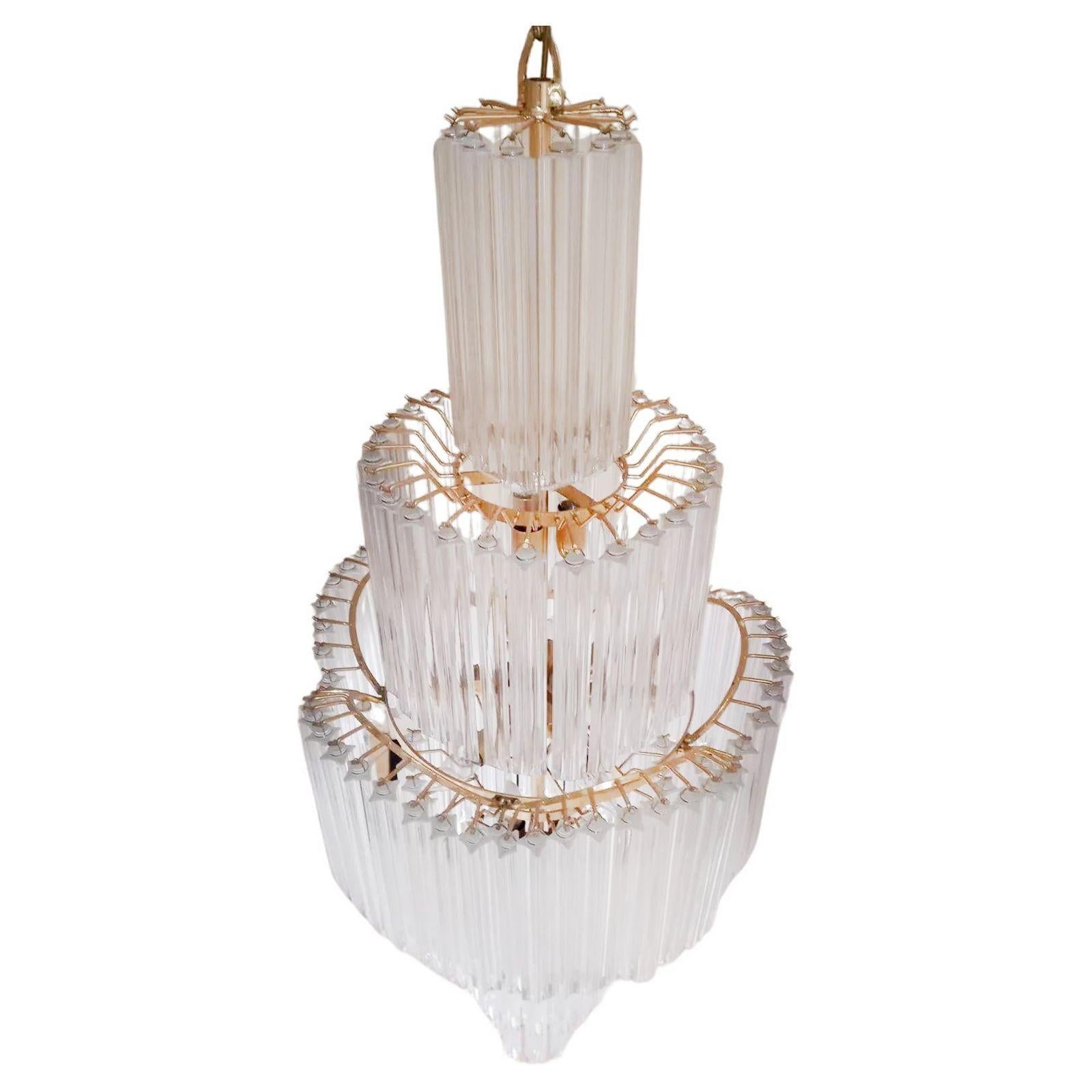 Vintage Italian Spiral Murano Glass Chandelier in the Style of Venini In Good Condition For Sale In Los Angeles, CA
