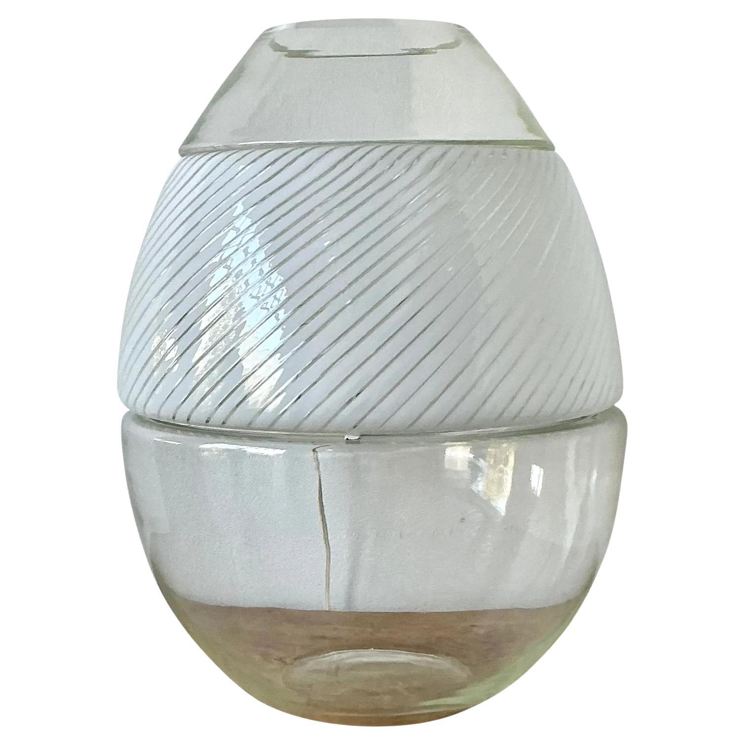 Vintage Italian Stacked Glass Lamps With Built in Vase For Sale