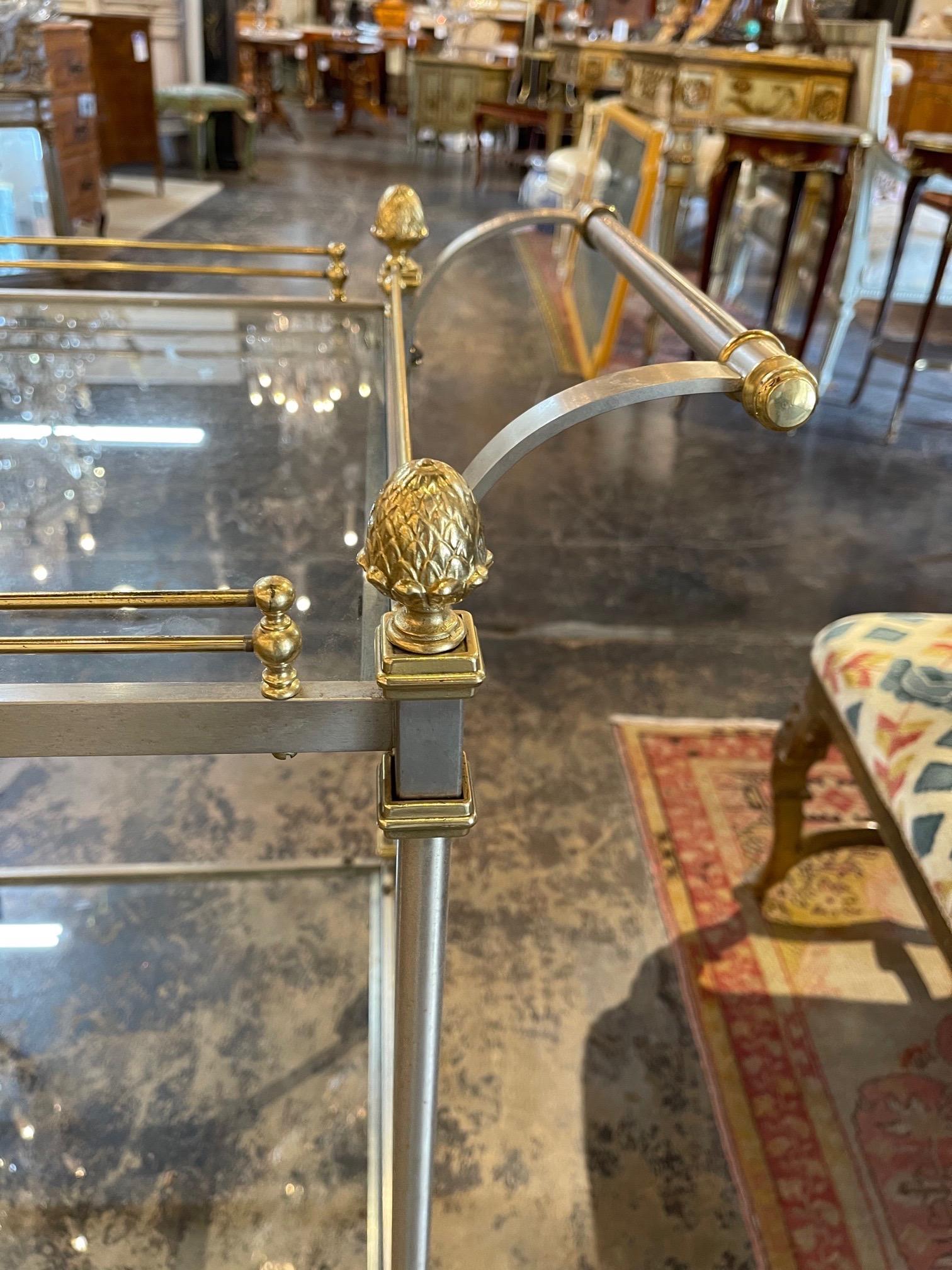 Vintage Italian Steel and Brass Bar Cart In Good Condition In Dallas, TX