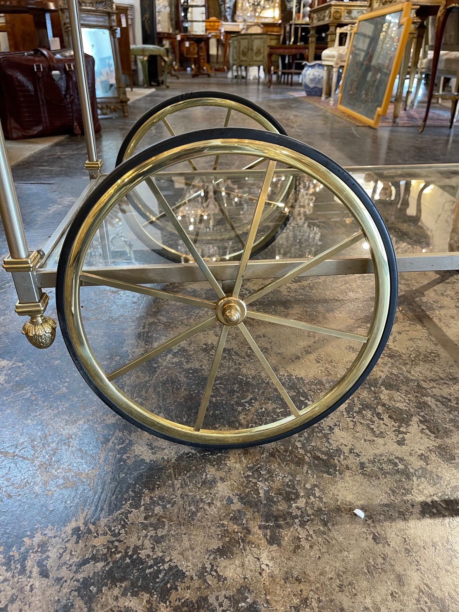 20th Century Vintage Italian Steel and Brass Bar Cart