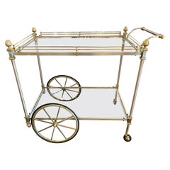 Vintage Italian Steel and Brass Bar Cart