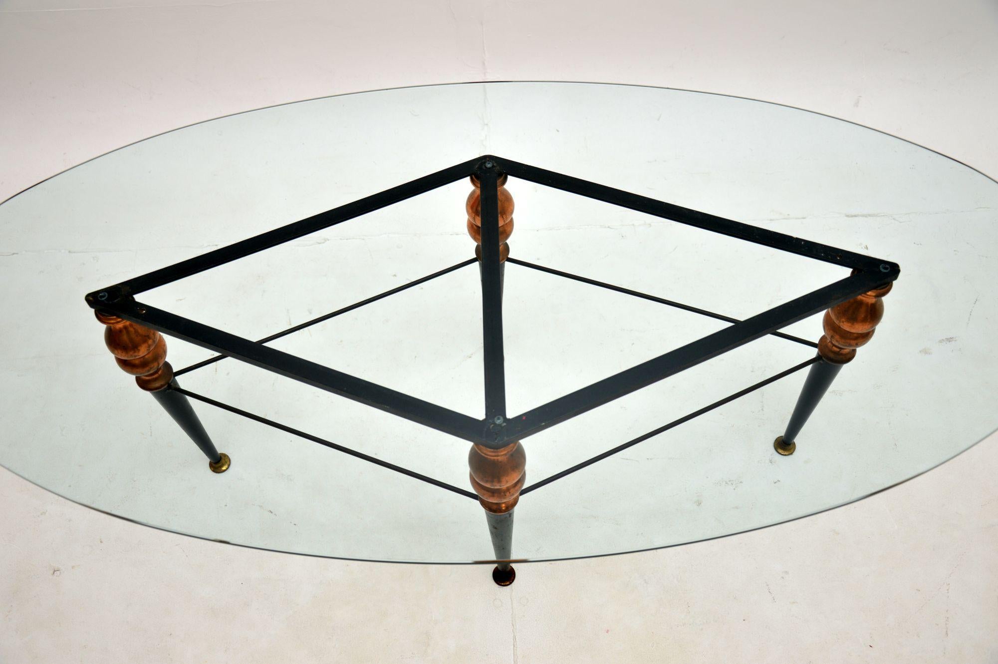 Mid-20th Century Vintage Italian Steel and Copper Coffee Table