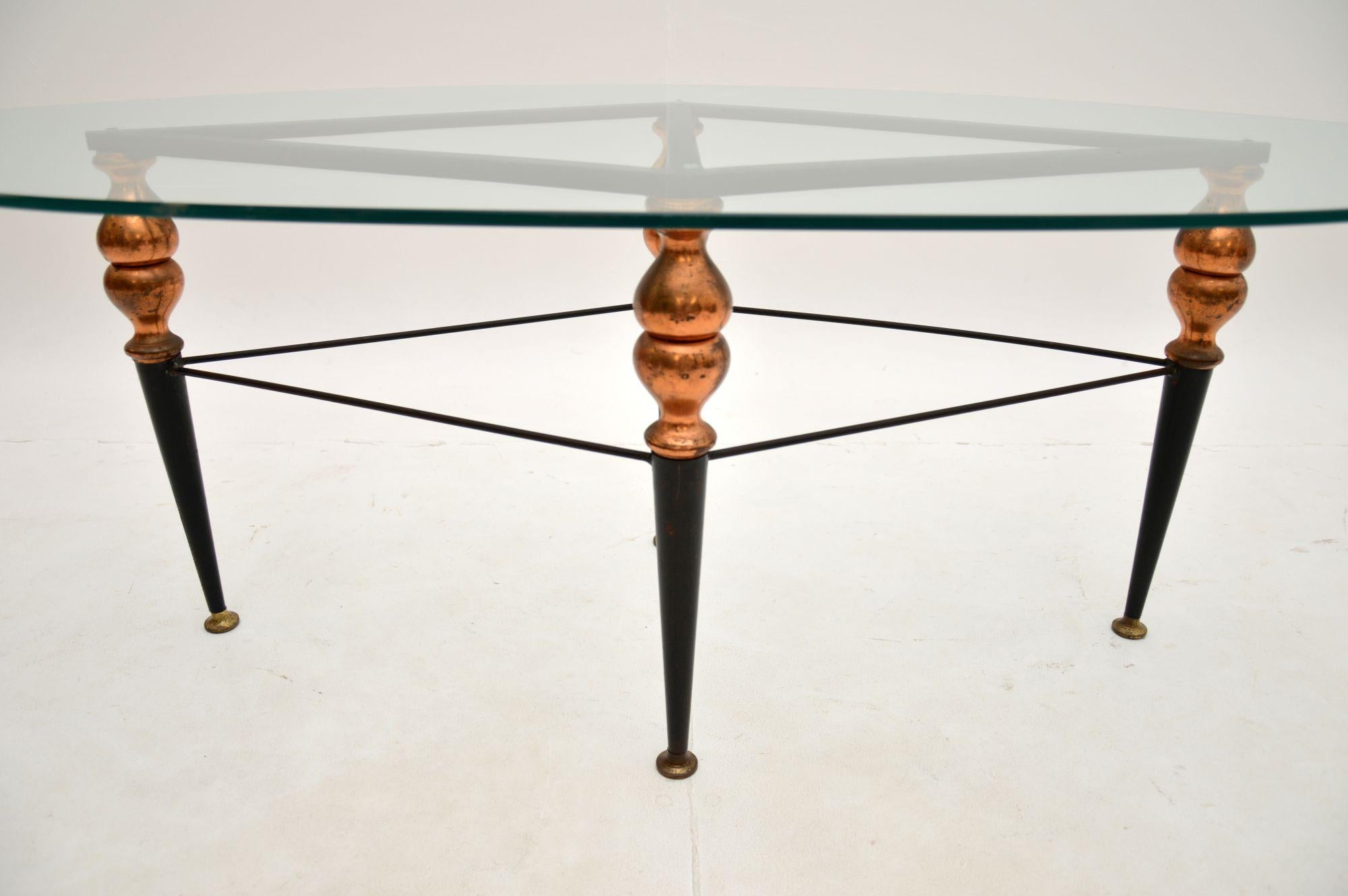 Vintage Italian Steel and Copper Coffee Table 1