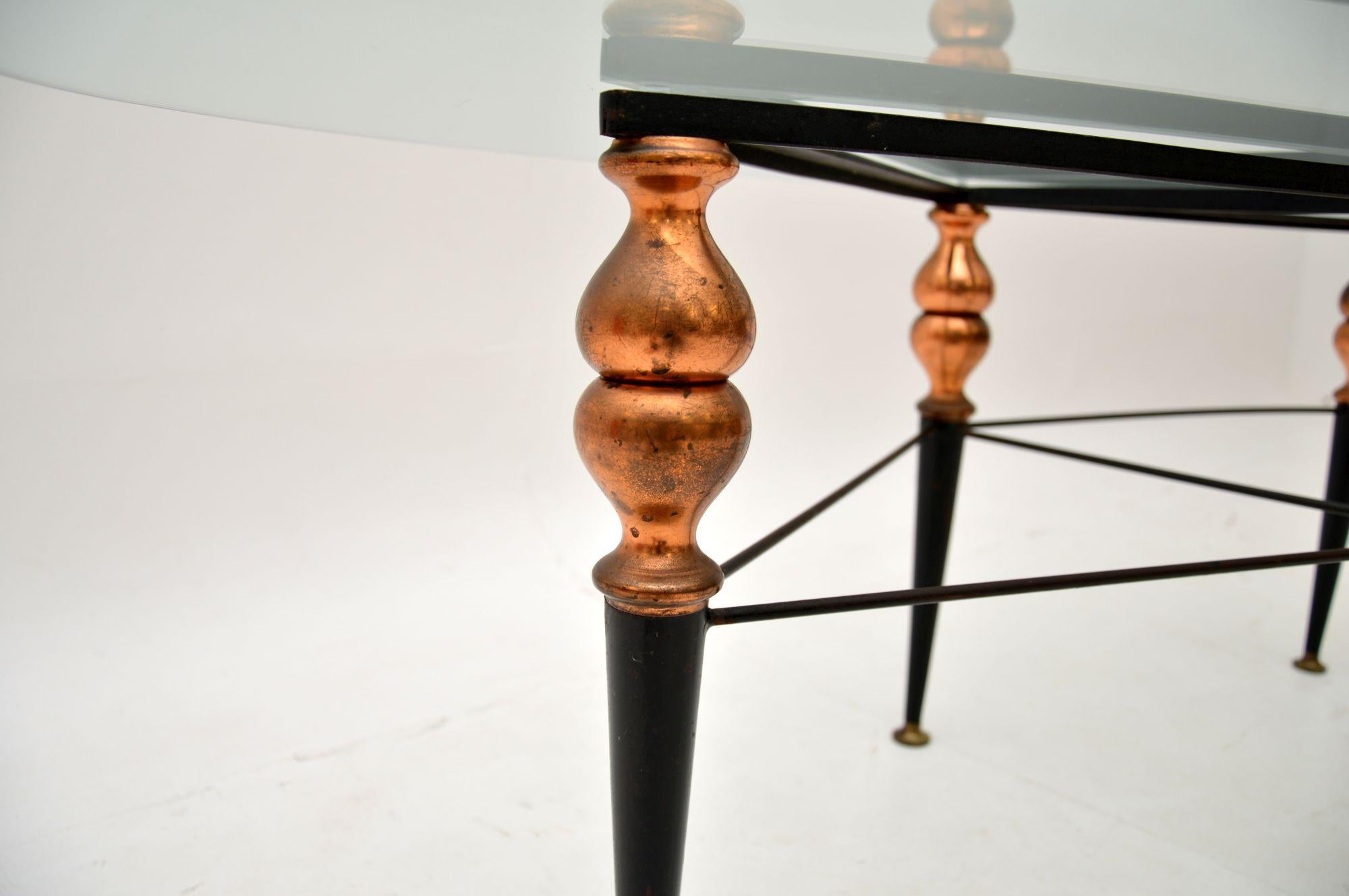 Vintage Italian Steel and Copper Coffee Table 3