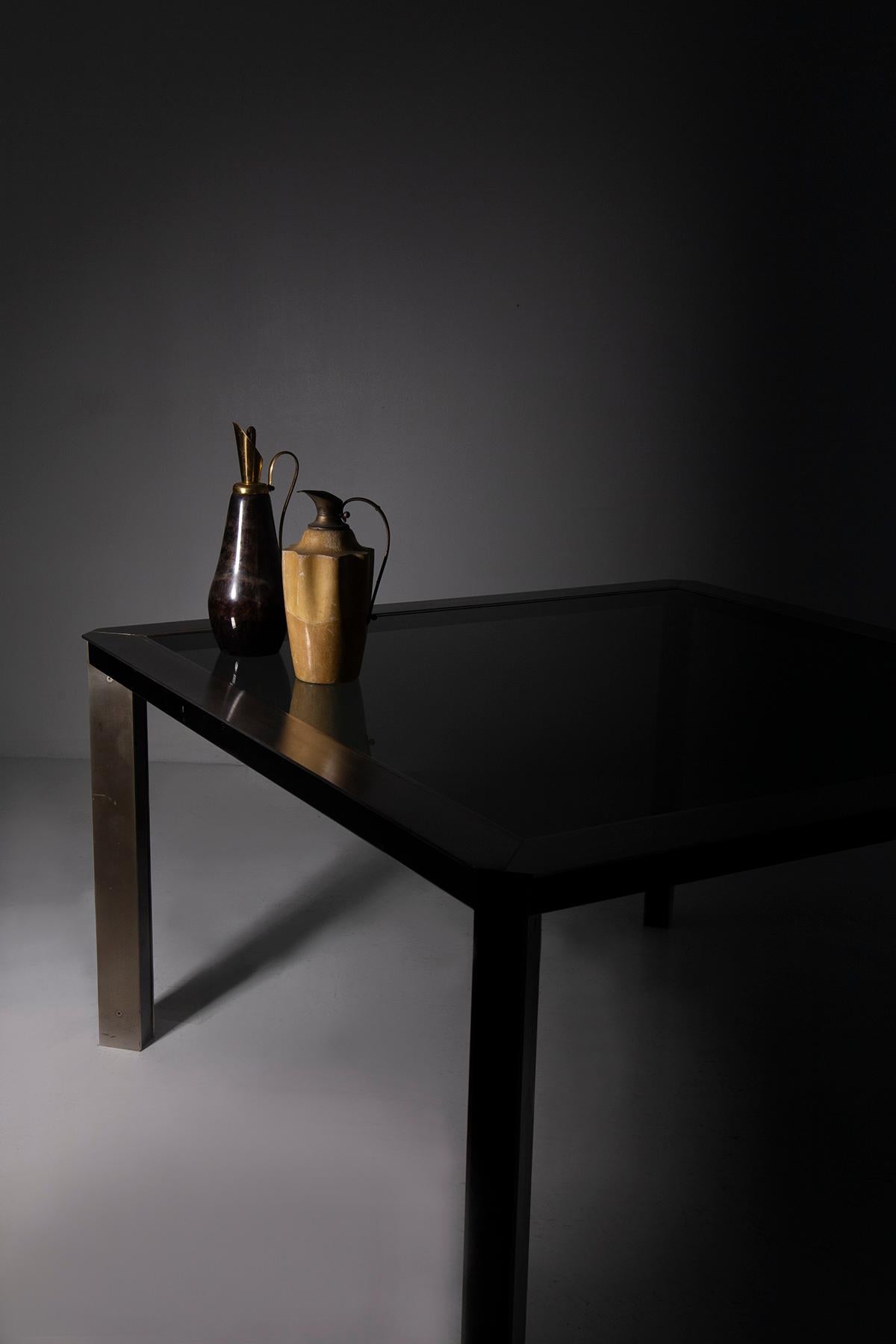 Table de salle à manger vintage italienne en acier et verre A Space Age Bon état - En vente à Milano, IT