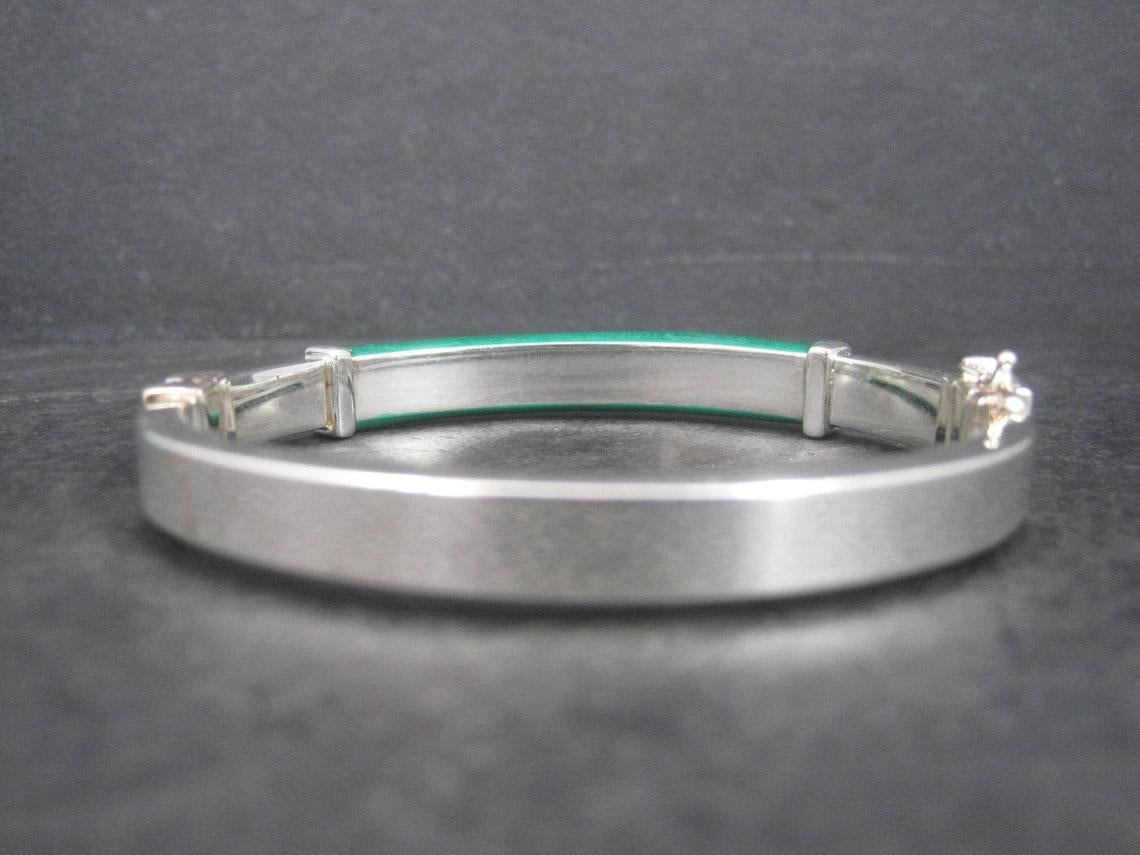 Vintage Italian Sterling Green Enamel Bangle Bracelet For Sale 1