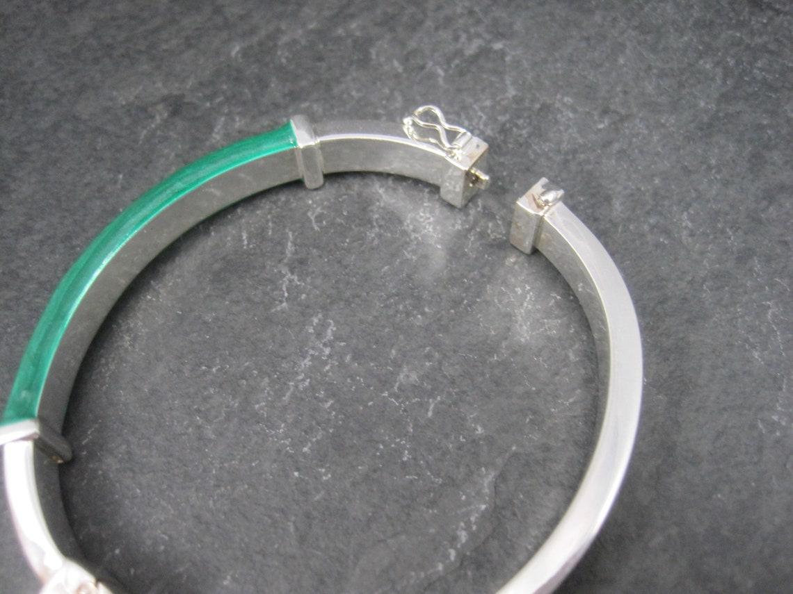 Vintage Italian Sterling Green Enamel Bangle Bracelet For Sale 2