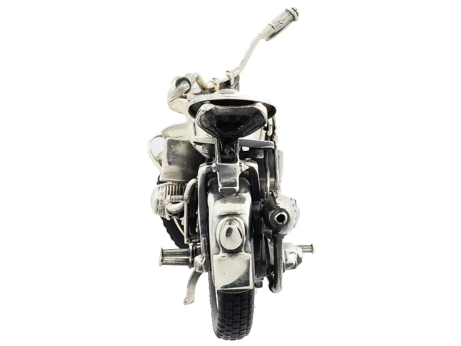 Vintage Italiano Plata de Ley 925 Firmado Italiano Motocicleta Harley Plata esterlina en venta