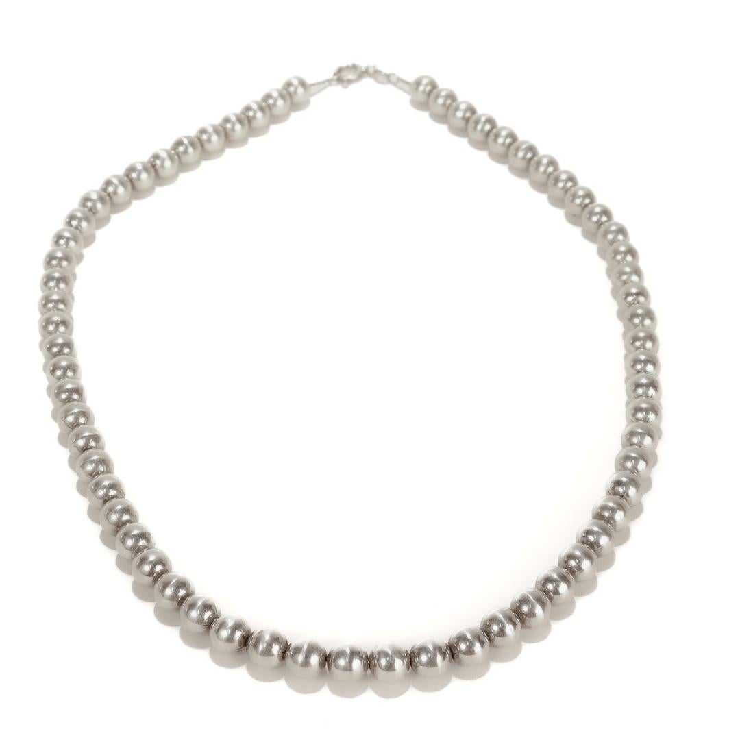 Vintage Italienisch Sterling Silber Perle Halskette (Retro) im Angebot