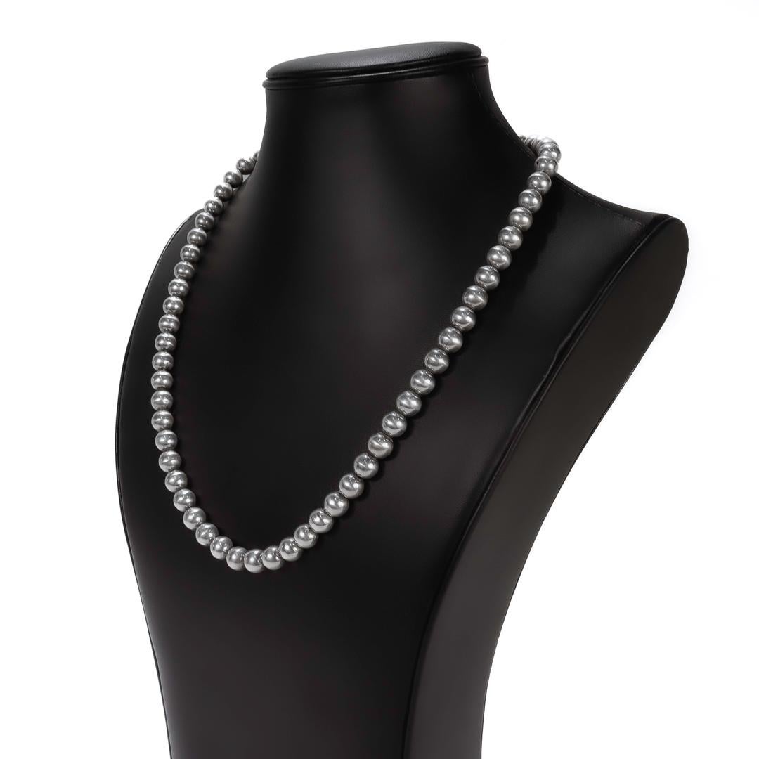 Vintage Italienisch Sterling Silber Perle Halskette Damen im Angebot