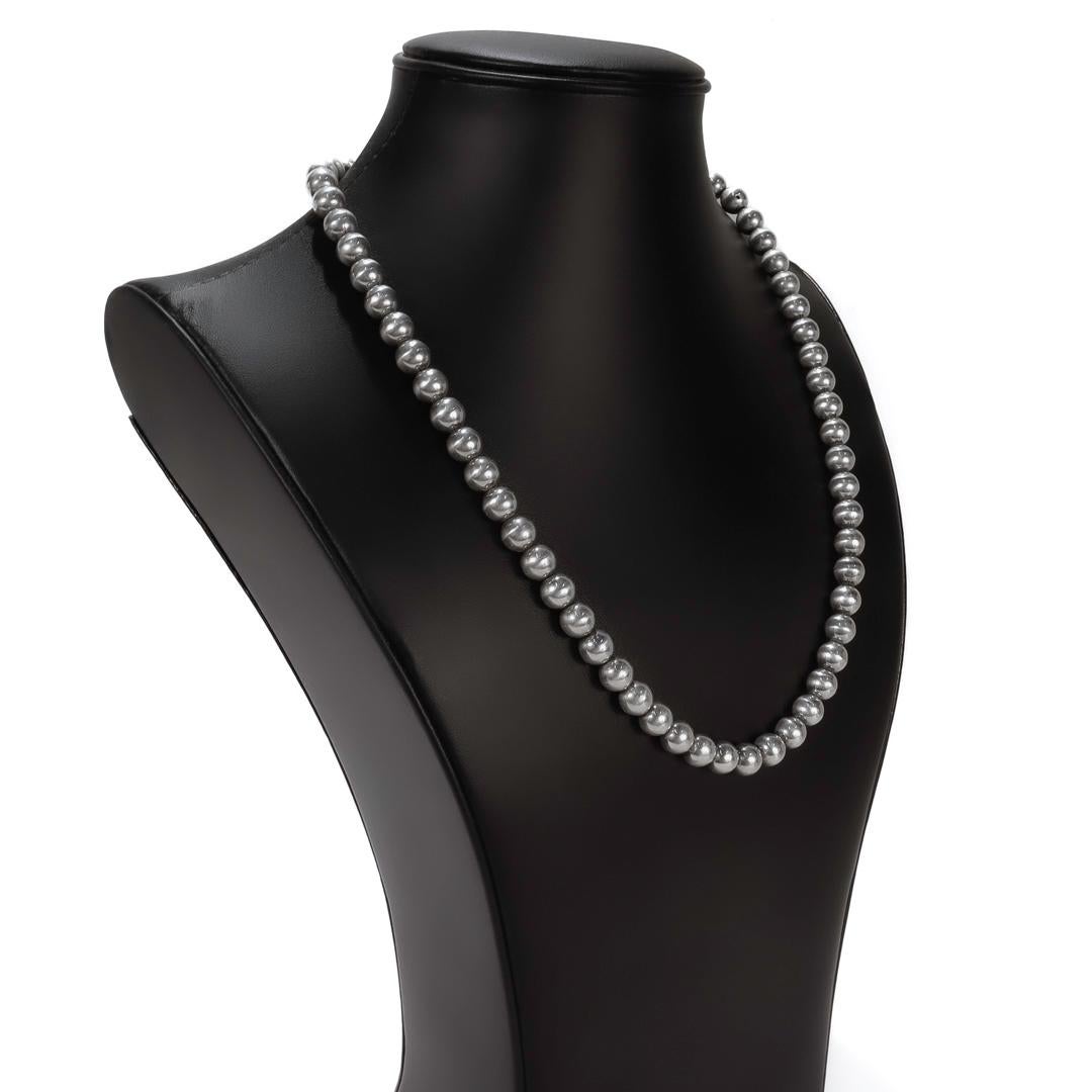 Vintage Italienisch Sterling Silber Perle Halskette im Angebot 2