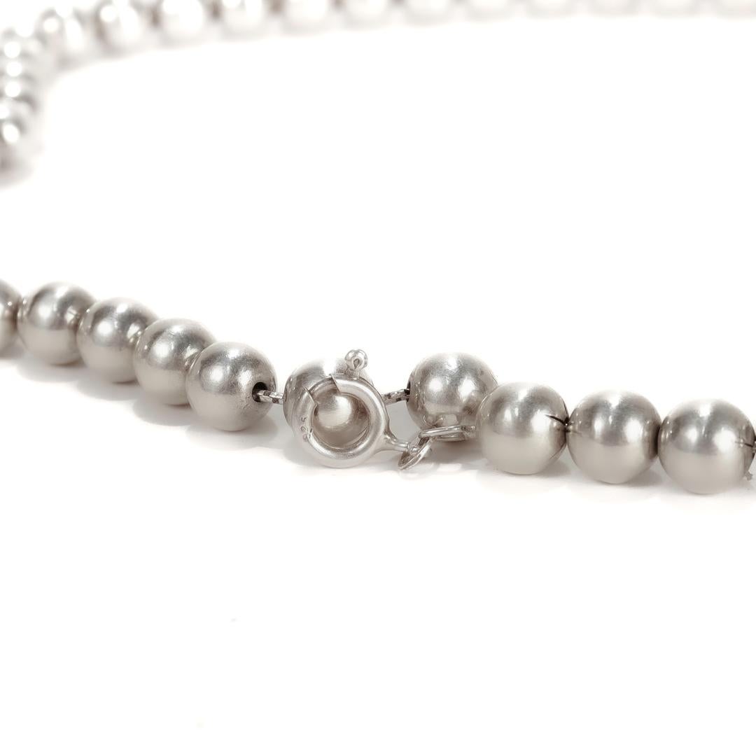 Vintage Italian Sterling Silver Bead Necklace For Sale 2