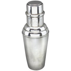 Vintage Italian Sterling Silver Cocktail Shaker with Recipes, Italy, 1944