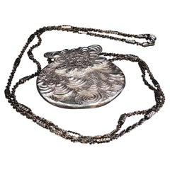Vintage Italian Sterling Silver Floral Pendant Necklace 925 20" 23.5g Unique