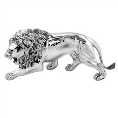 Vintage Italian Sterling Silver Lion Model Figure Statue, c. 1960