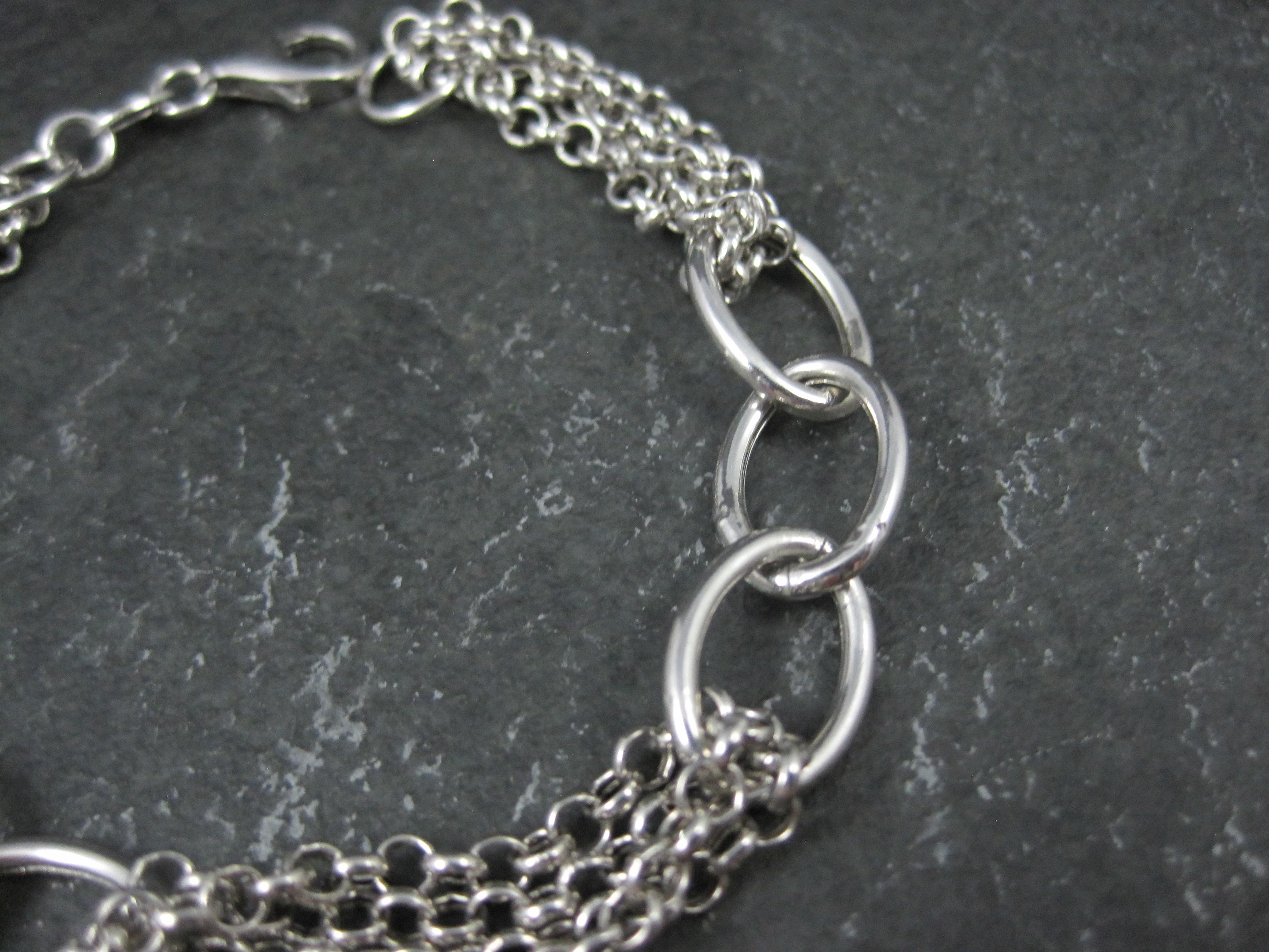 De las mujeres Vintage Italian Sterling Silver Oval Link and Chain Bracelet 7.5