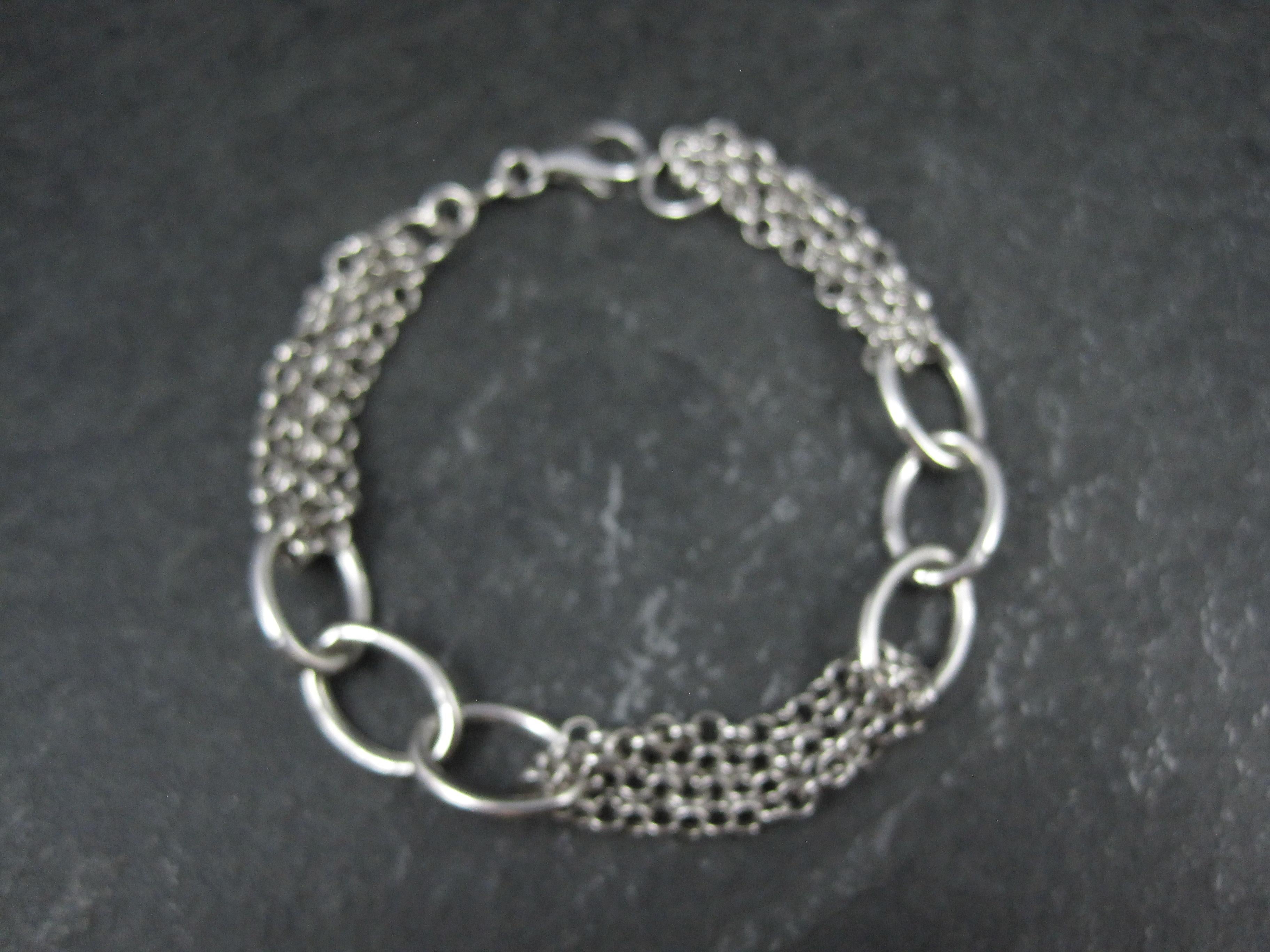 Vintage Italian Sterling Silver Oval Link and Chain Bracelet 7.5