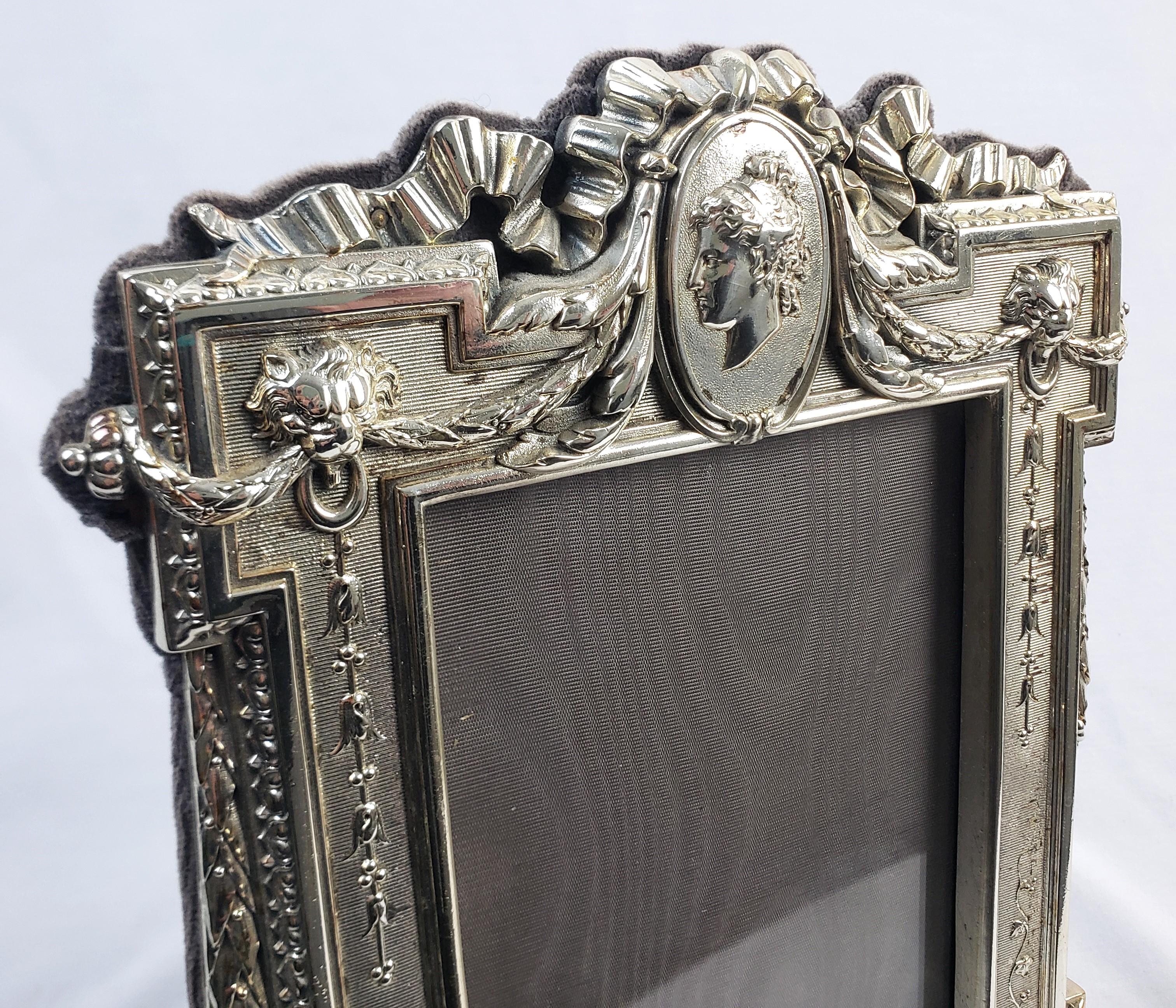 Vintage Italian Sterling Silver Picture or Mirror Frame with Ornate Gothic Motif For Sale 1