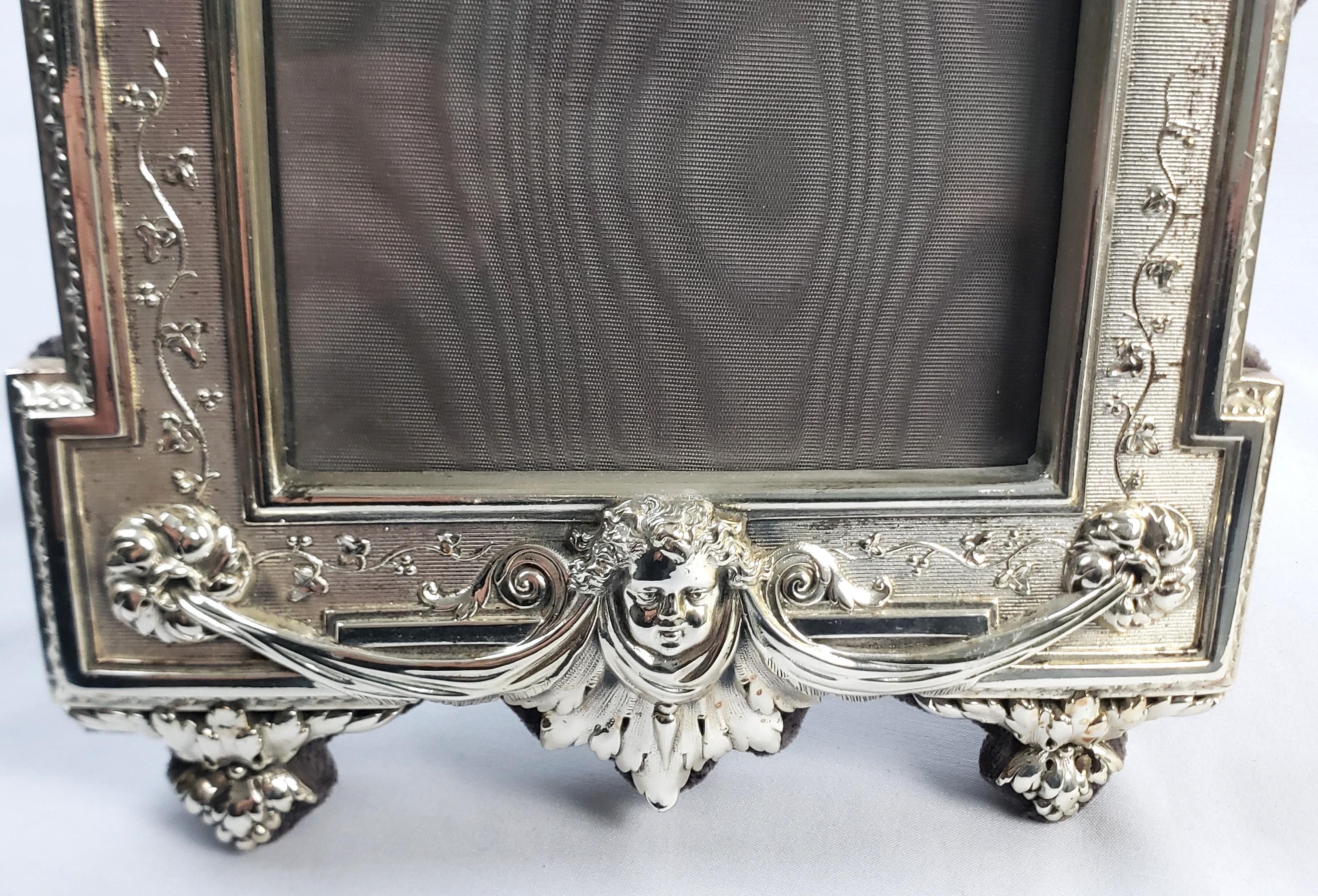 Vintage Italian Sterling Silver Picture or Mirror Frame with Ornate Gothic Motif For Sale 2