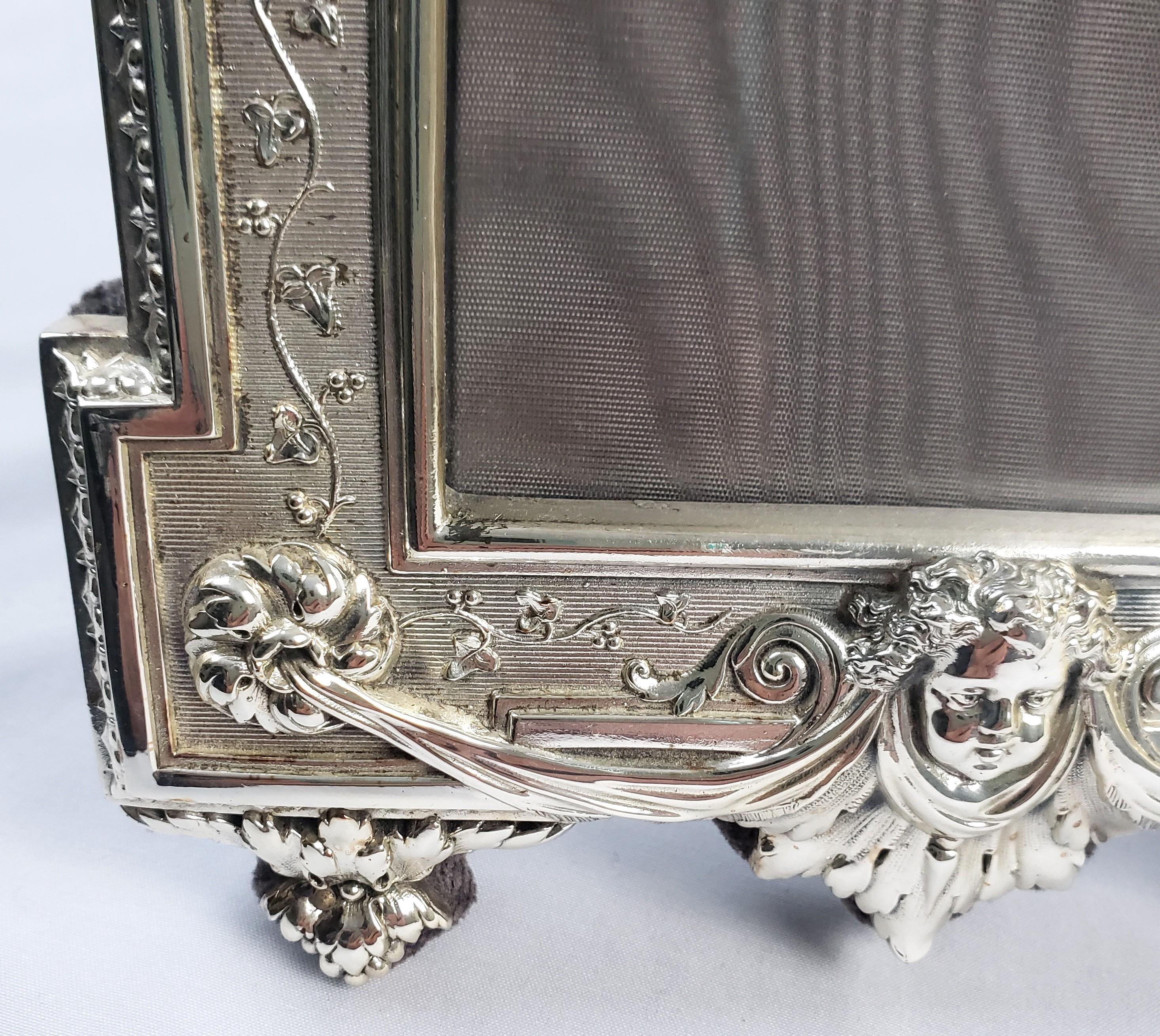 Vintage Italian Sterling Silver Picture or Mirror Frame with Ornate Gothic Motif For Sale 3